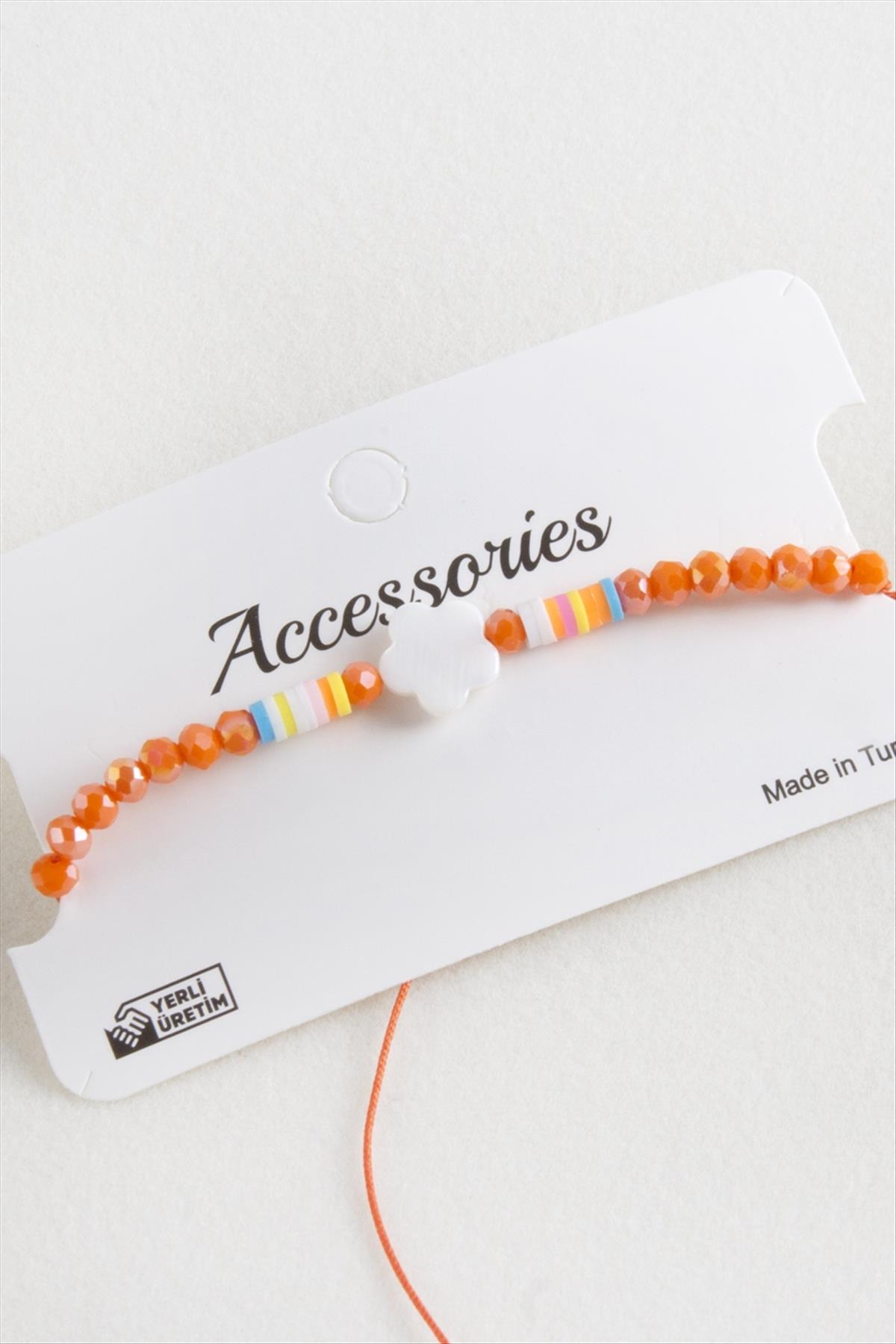 Çiçek Sedef Kristal Makrome İp Bileklik