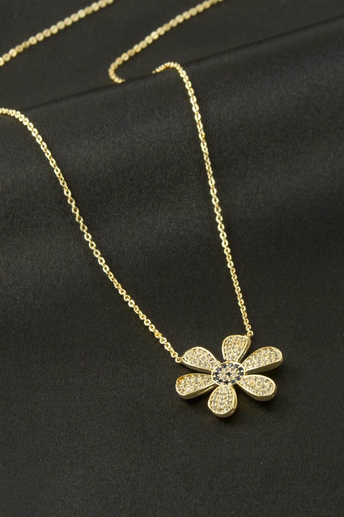 Çiçek Zirkon Taşlı Kolye