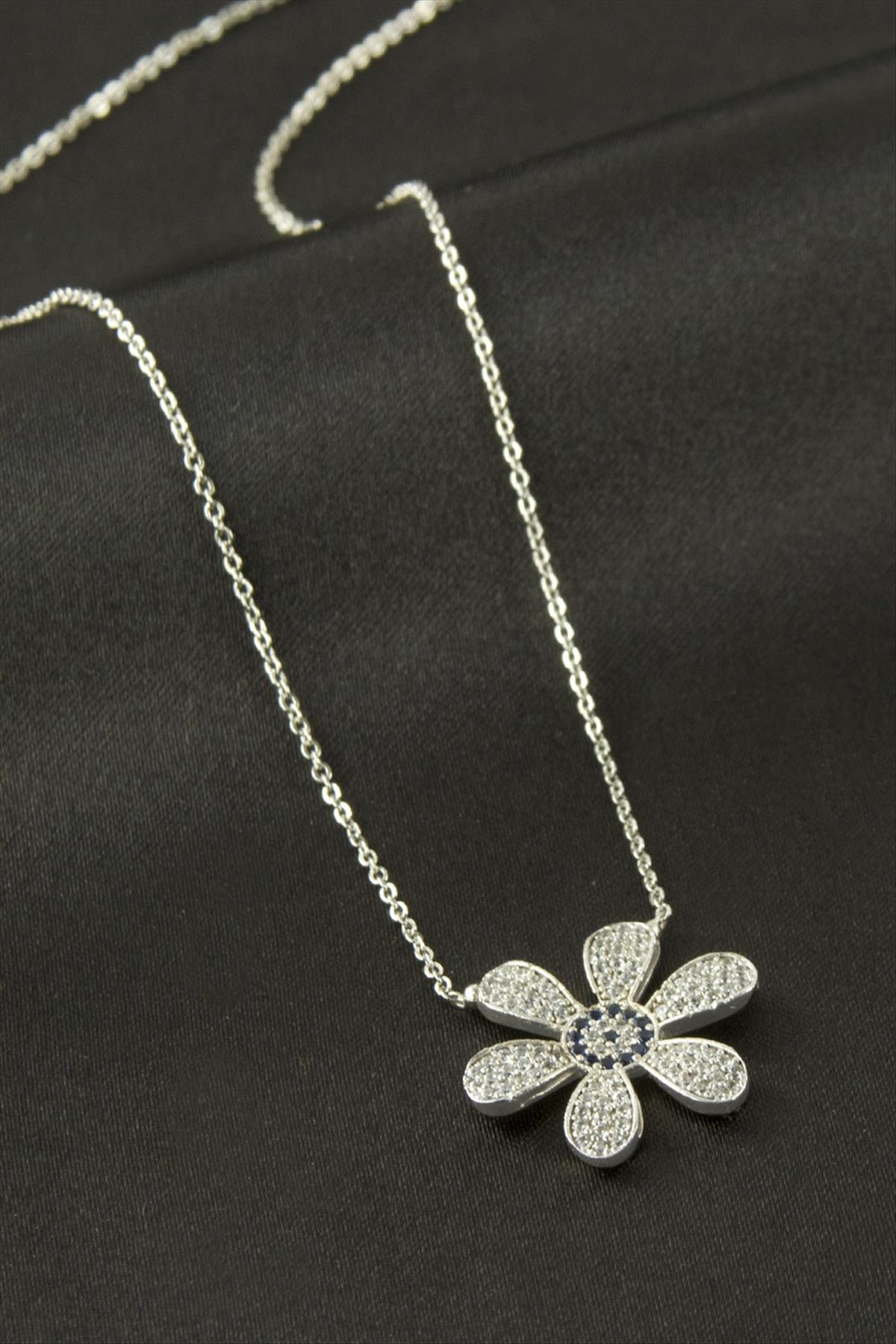 Çiçek Zirkon Taşlı Kolye
