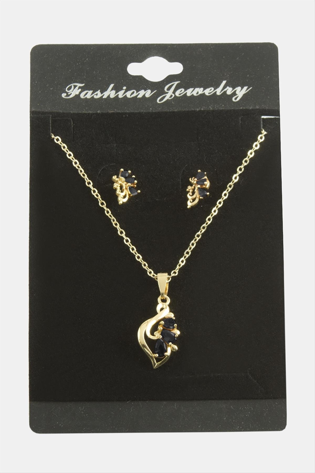 Çiçek Zirkon Taşlı Set Kolye