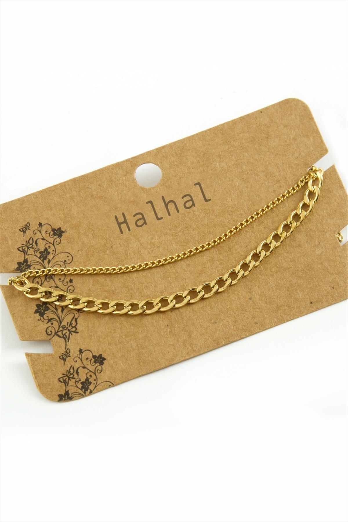 Çift Zincirli Lüks Çelik Halhal