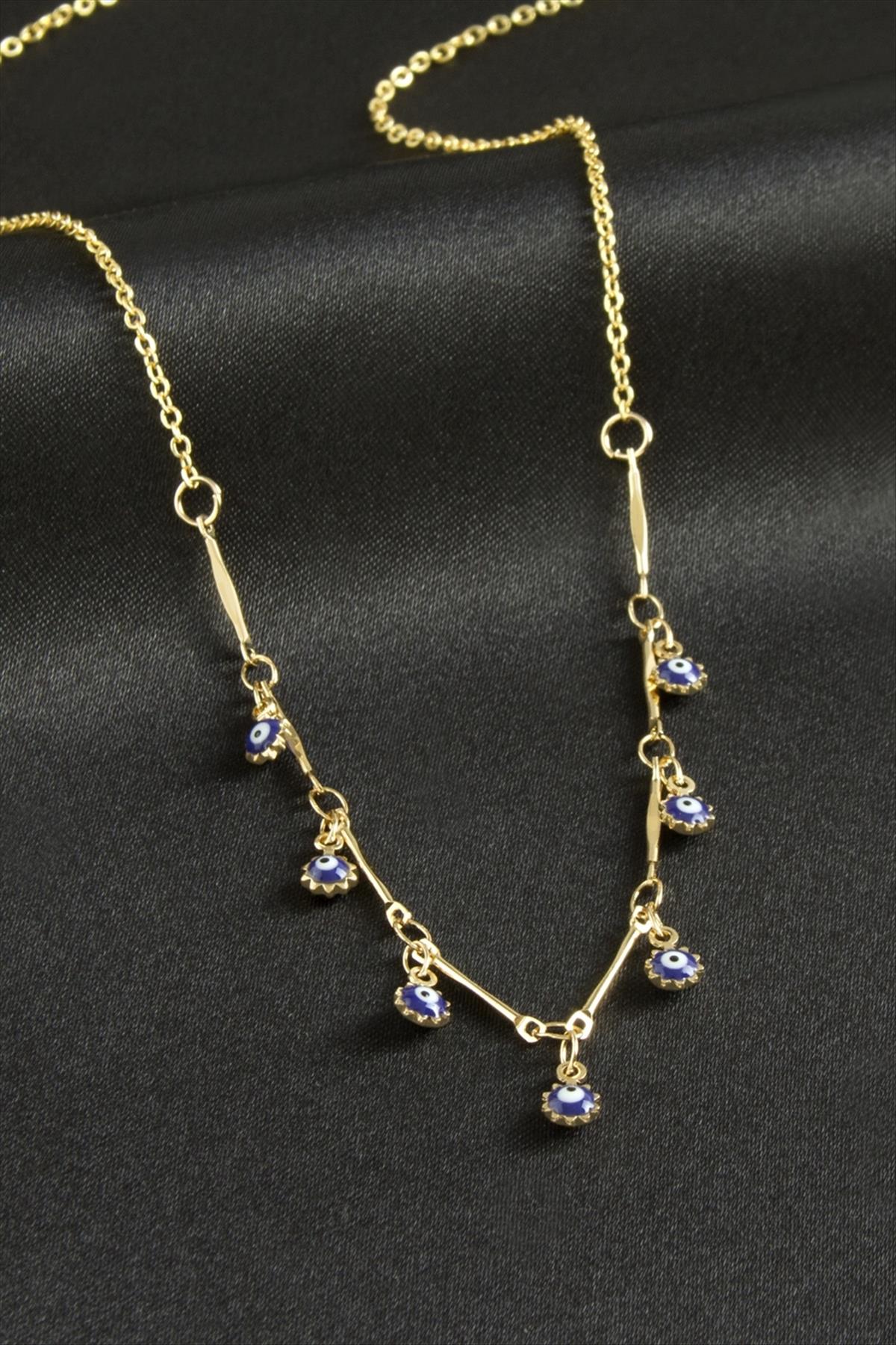 Çivili Nazarlı Mineli Kolye