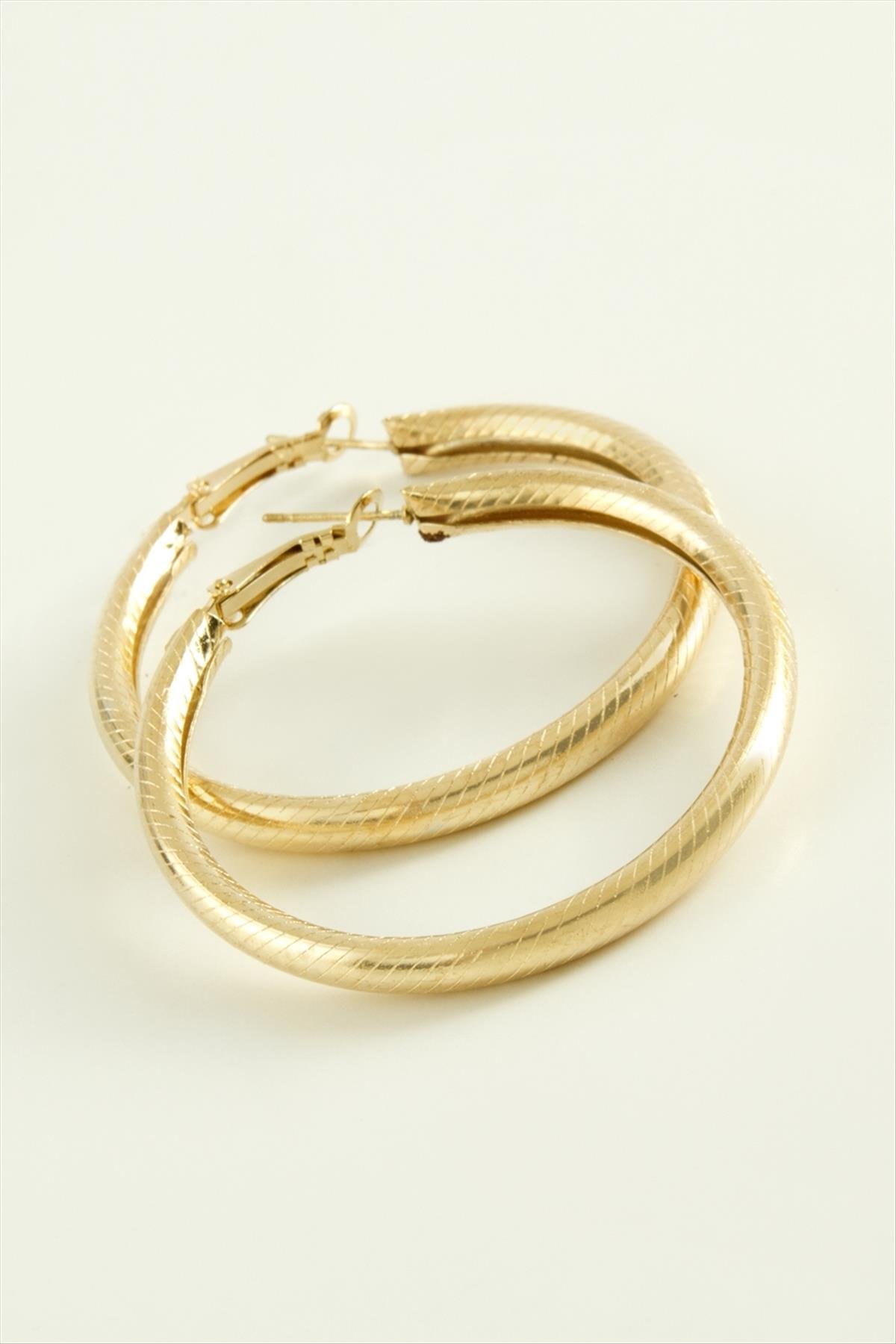 Çizgili Boru Halka Küpe 5,5 cm