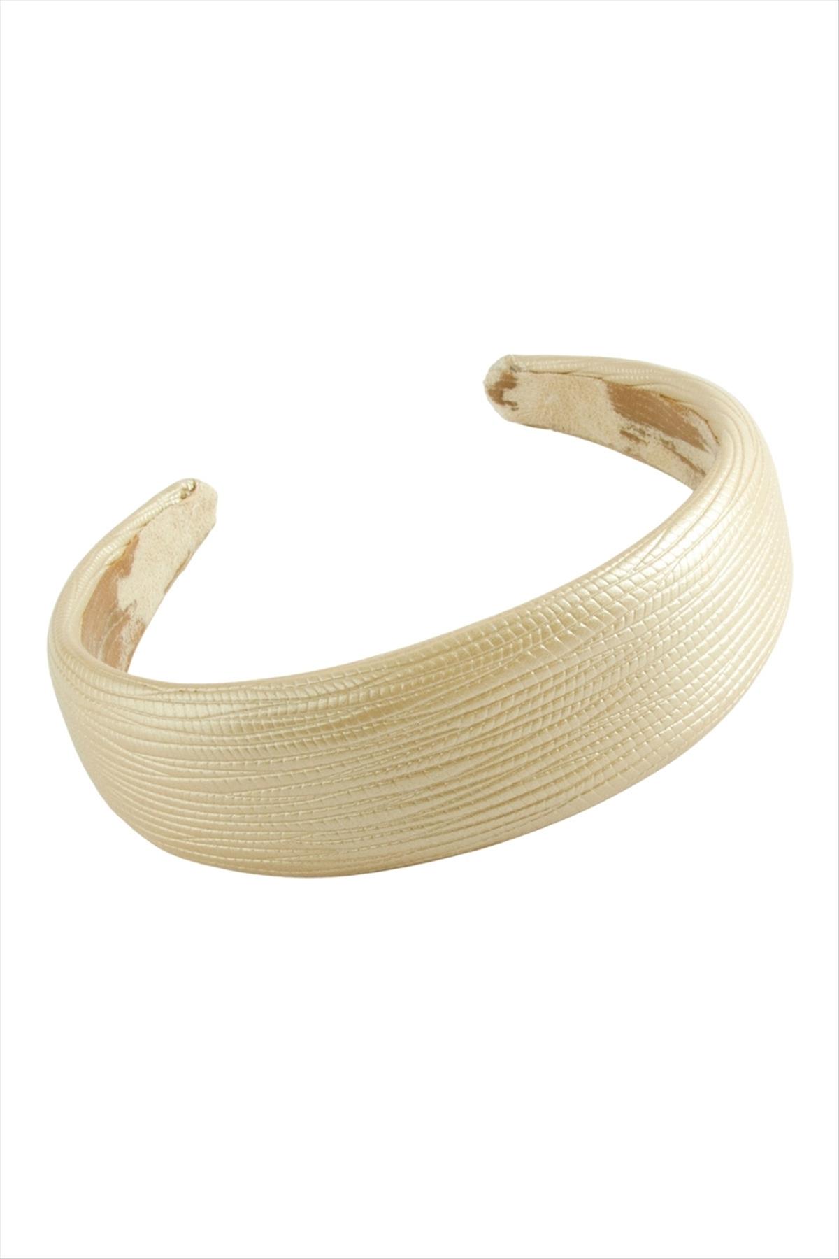 Çizgili Oval Deri Taç