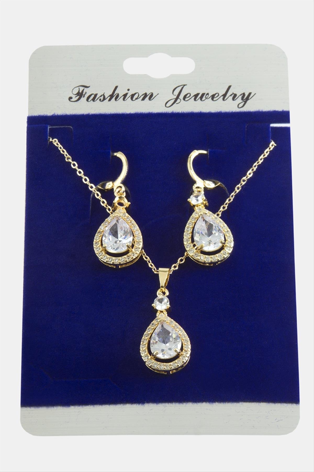 Damla Zirkon Taşlı Set Kolye