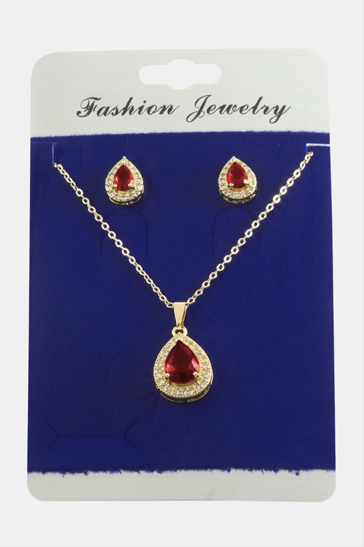 Damla Zirkon Taşlı Set Kolye