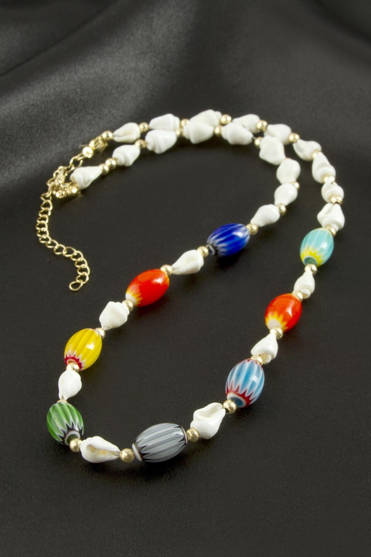 Deniz Kabuğu Cam Boncuk Kolye