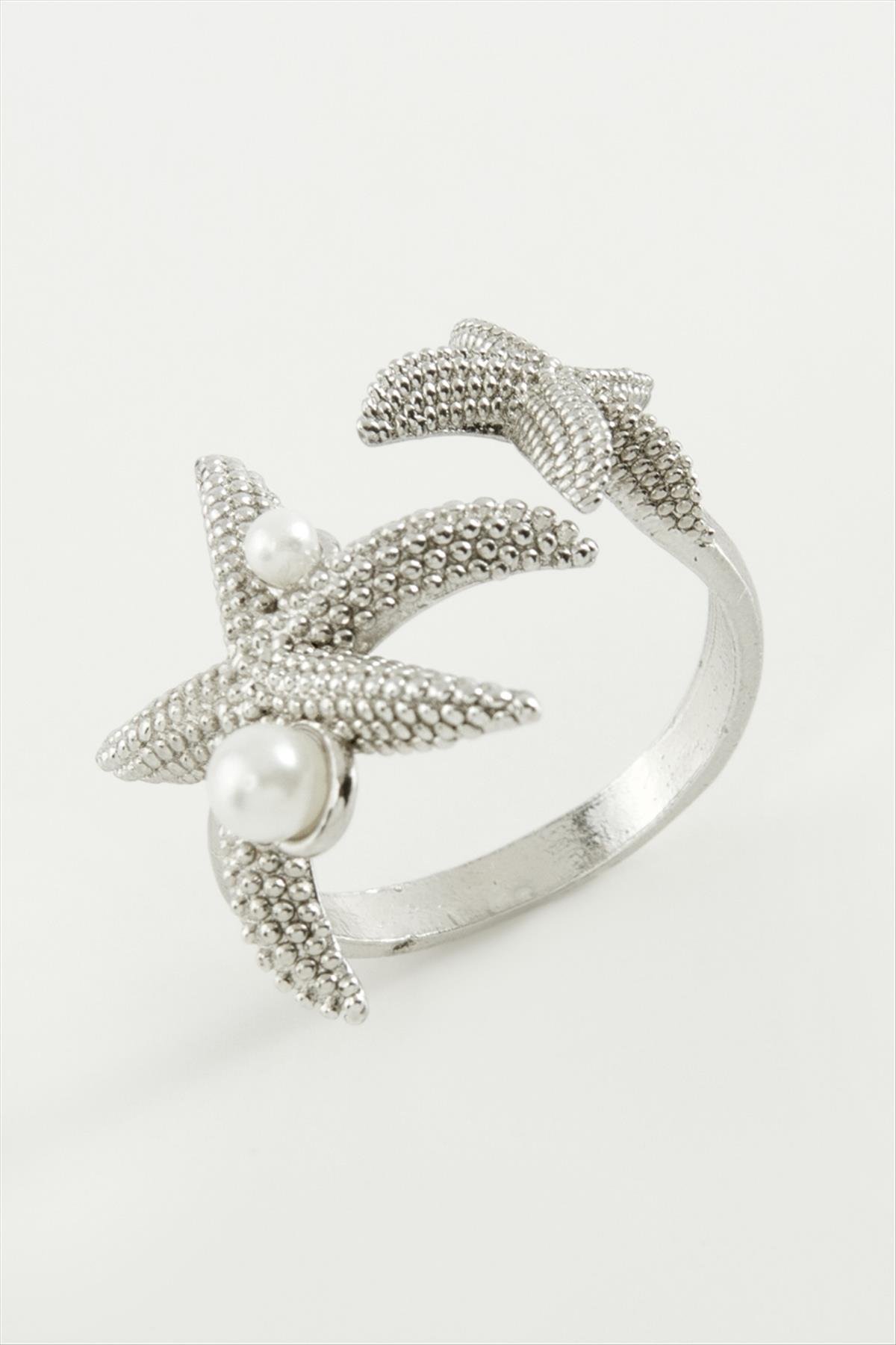 Deniz Yıldızı İnci Metal Yüzük