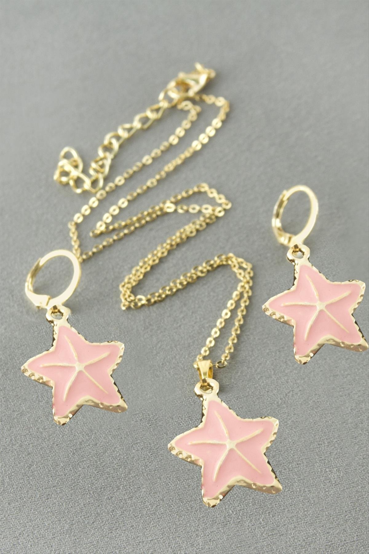 Deniz Yıldızı Mineli Kutulu Kolye Set
