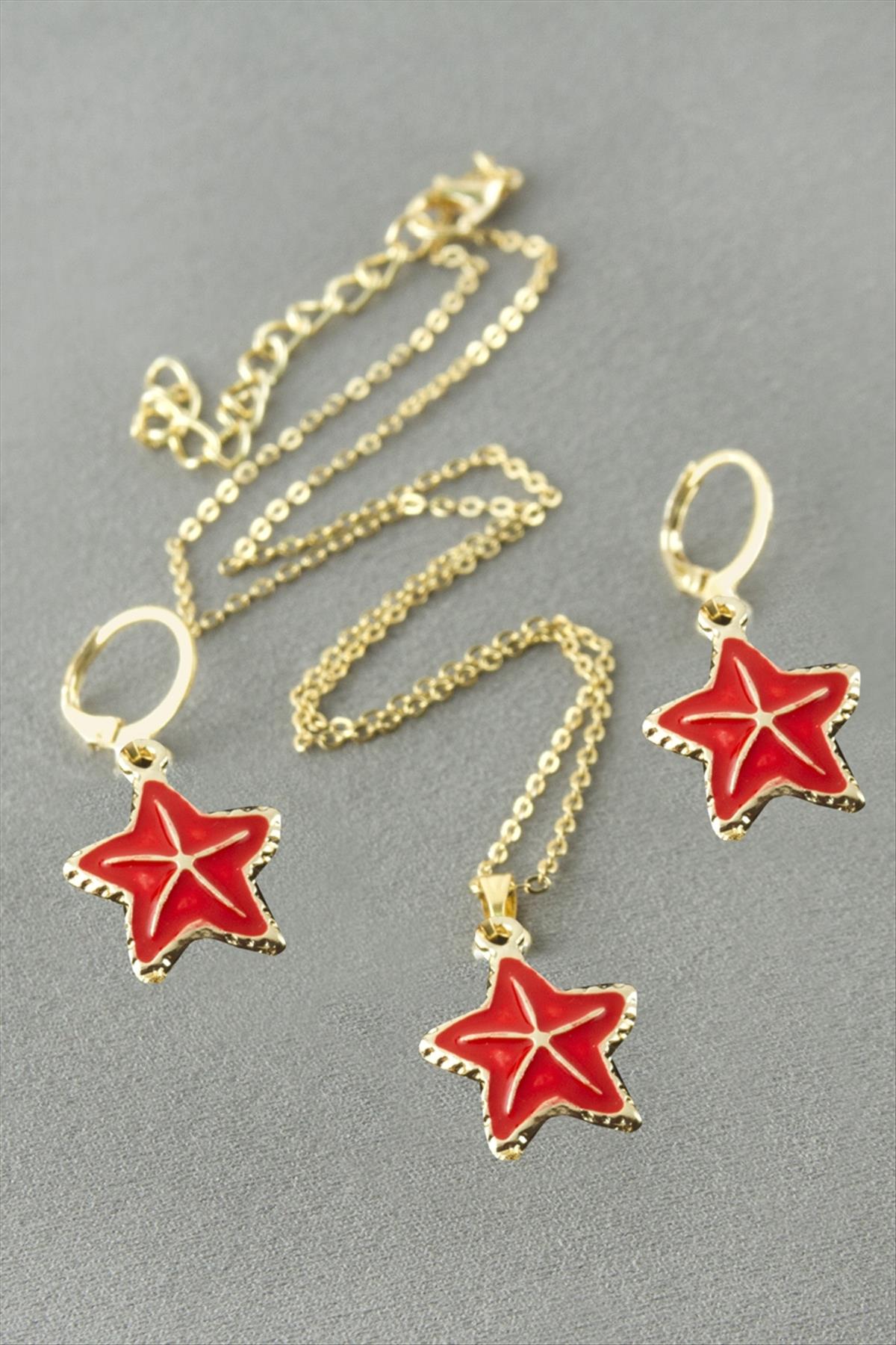 Deniz Yıldızı Mineli Kutulu Kolye Set