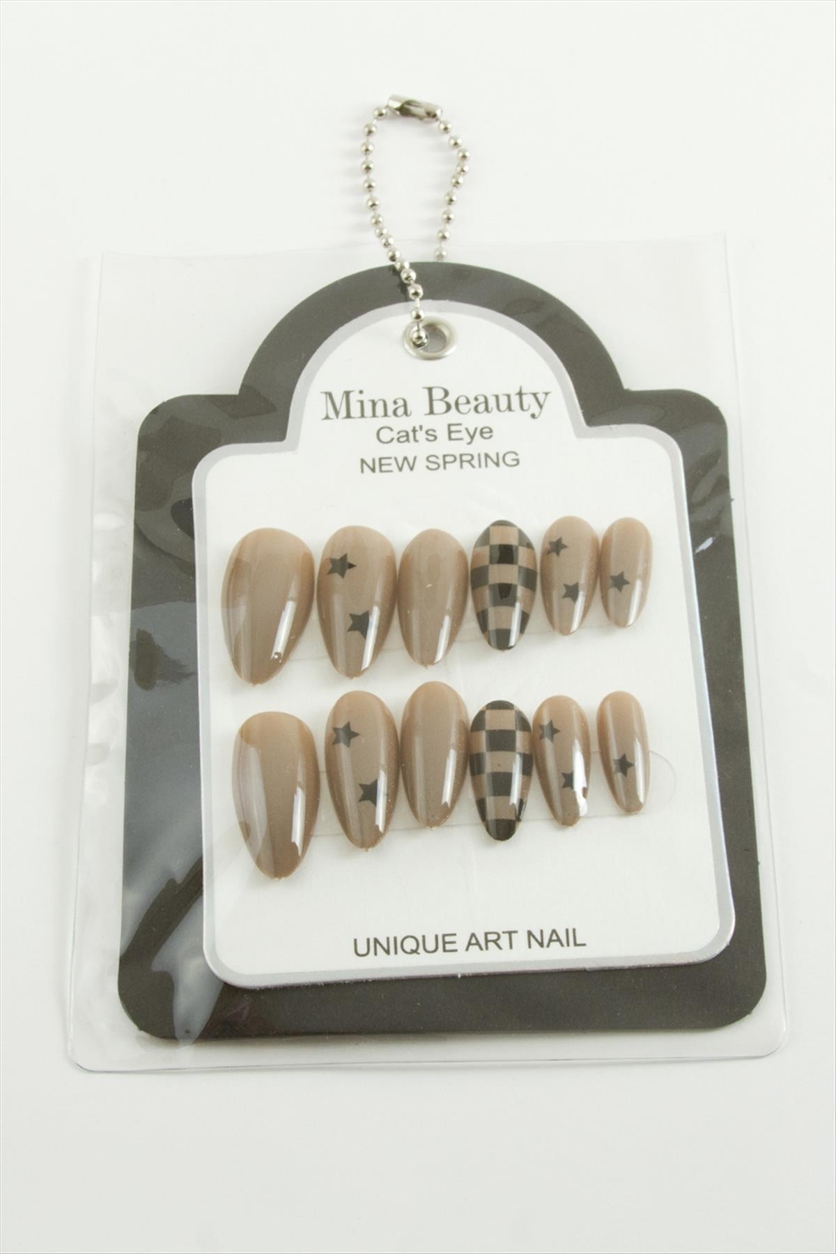 Desenli Mina Beauty Kedi Gözü Takma Tırnak