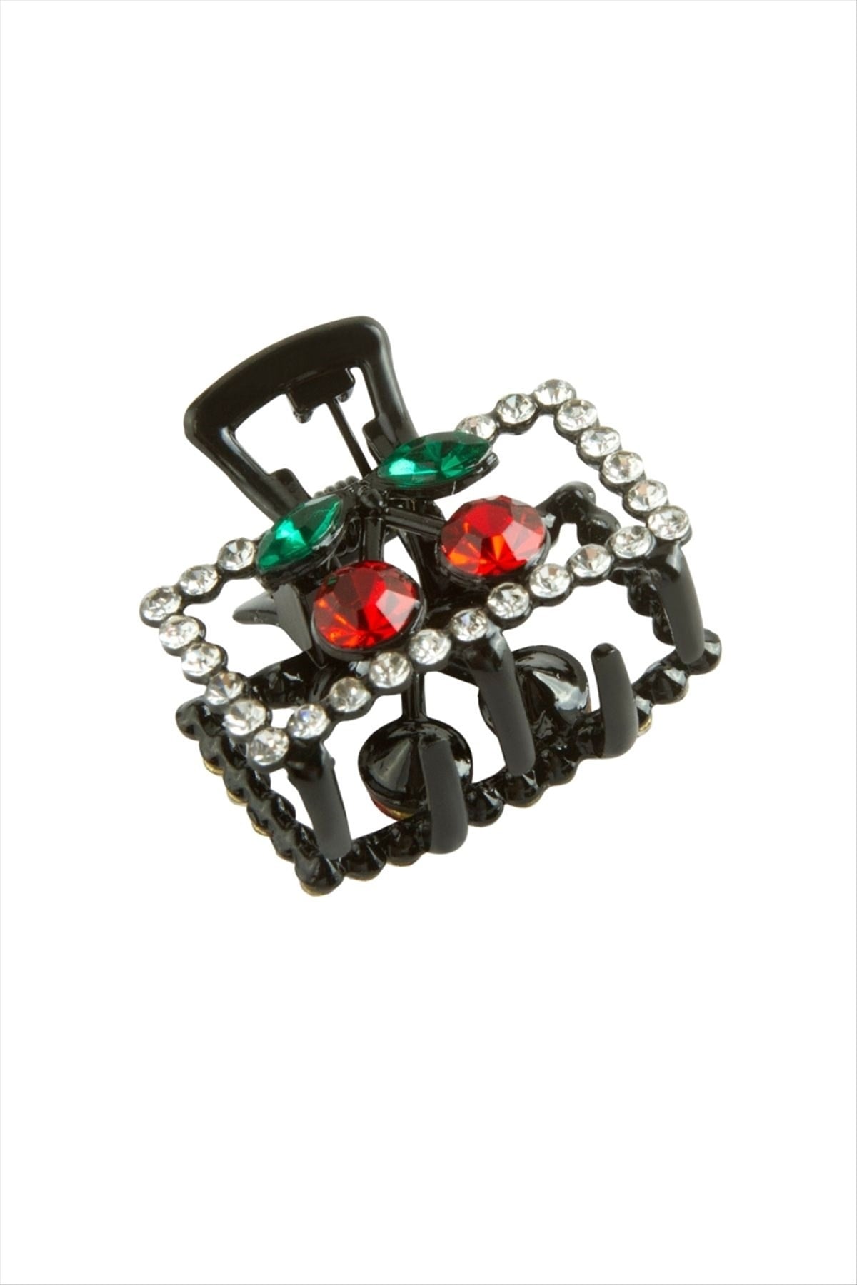 Dikdörtgen Kiraz Taşlı Minik Metal Mandal Toka 2,5 cm