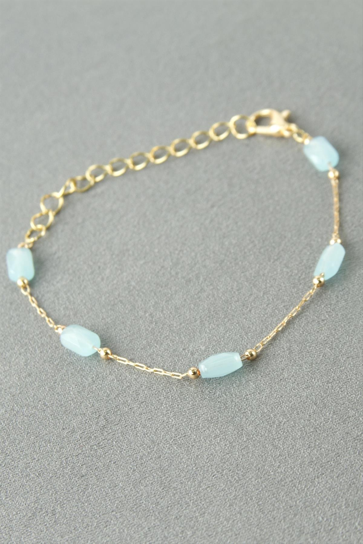 Dikdörtgen Kristal Taşlı Bileklik