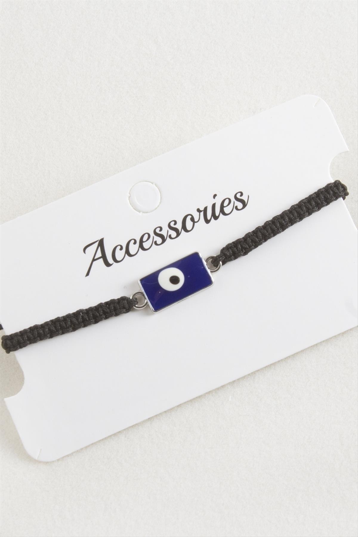 Dikdörtgen Nazar Makrome Örgülü Bileklik