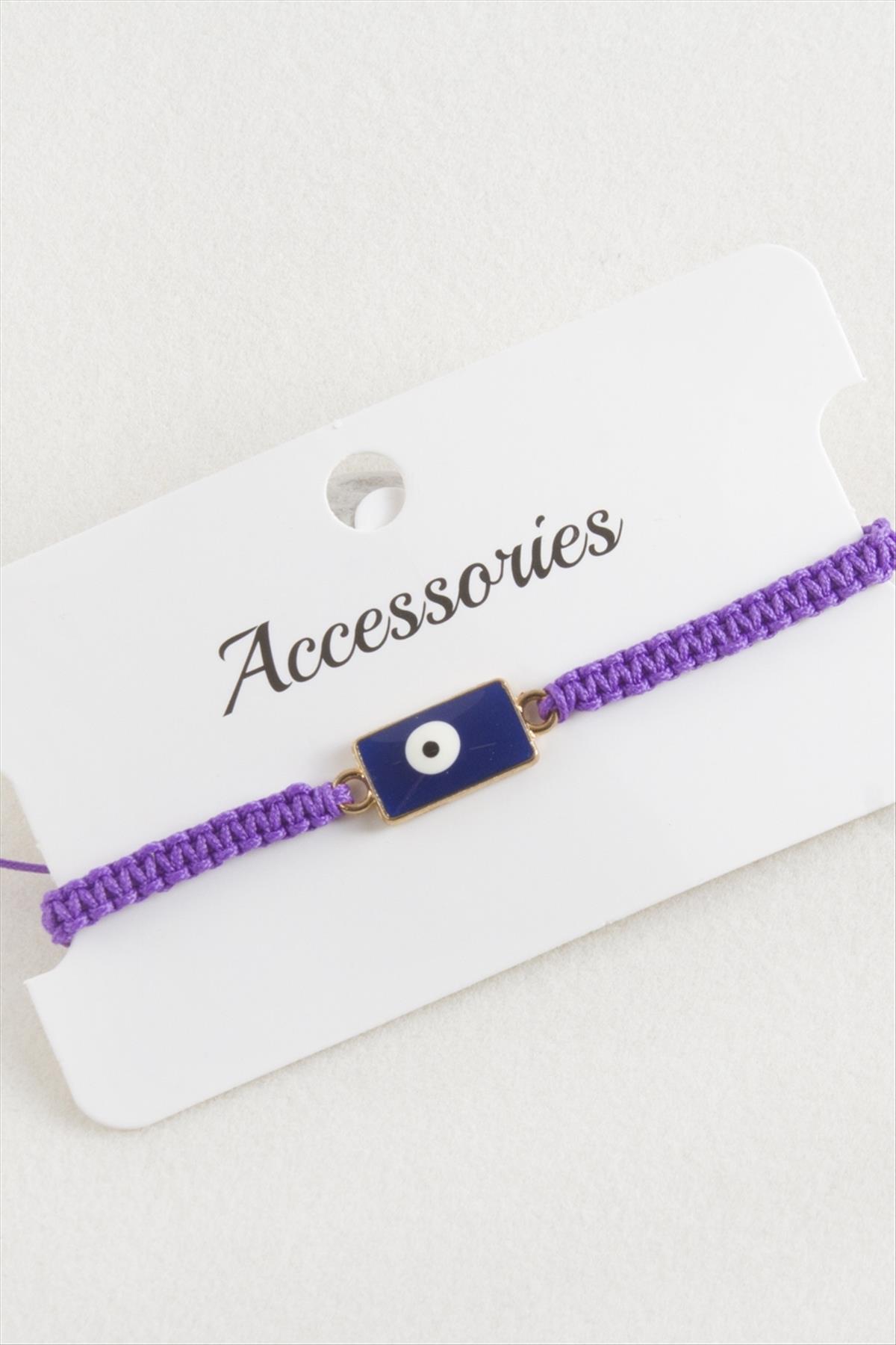 Dikdörtgen Nazar Makrome Örgülü Bileklik