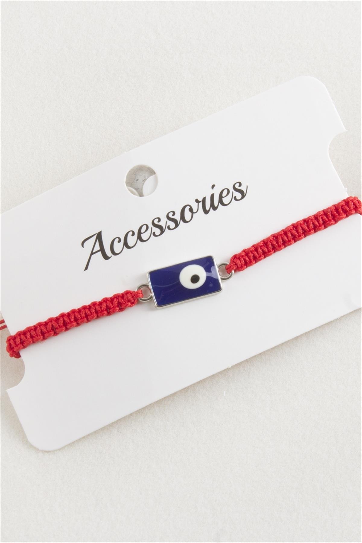 Dikdörtgen Nazar Makrome Örgülü Bileklik