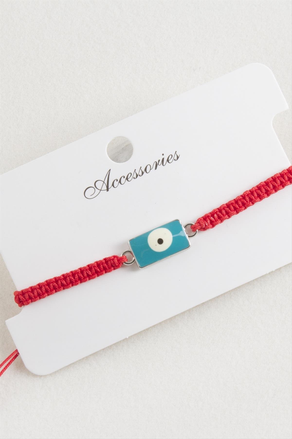 Dikdörtgen Nazar Makrome Örgülü Bileklik