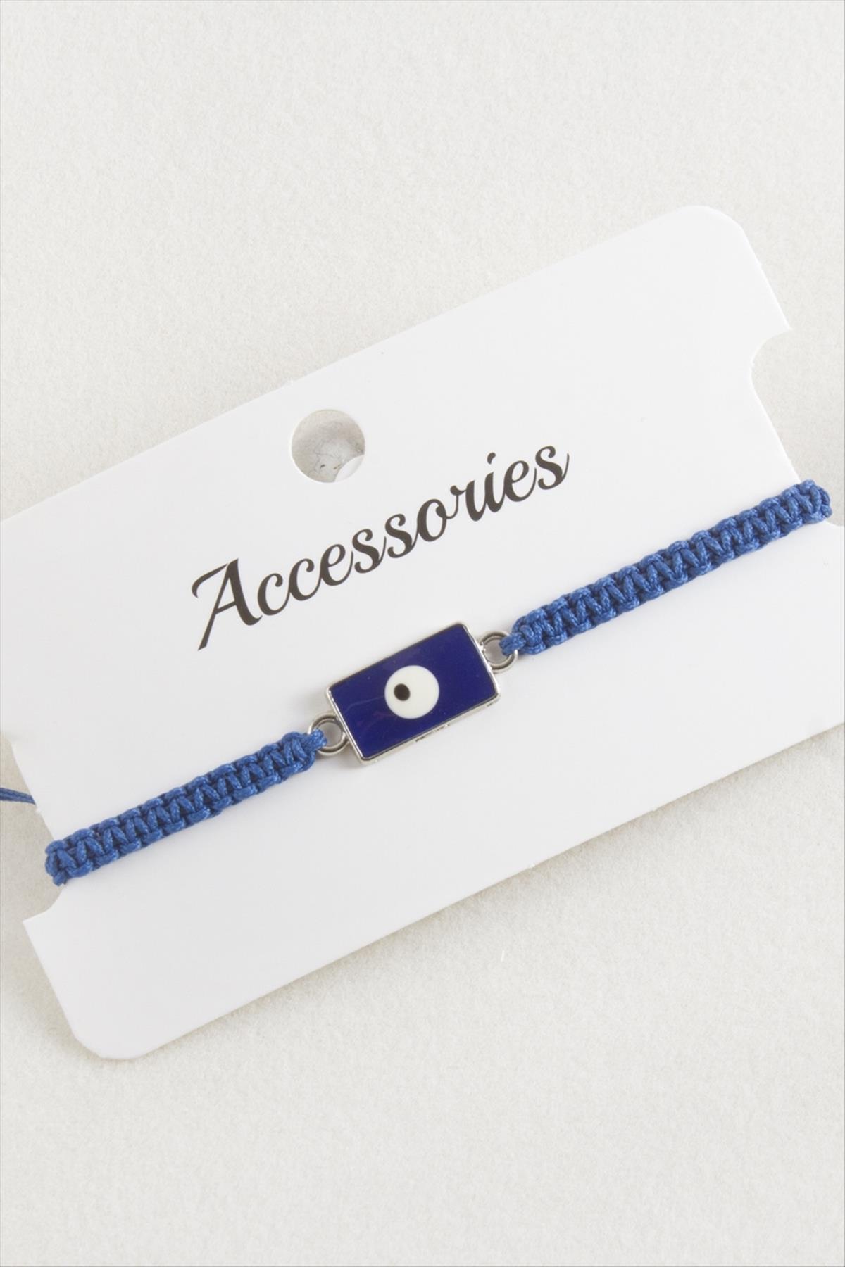 Dikdörtgen Nazar Makrome Örgülü Bileklik