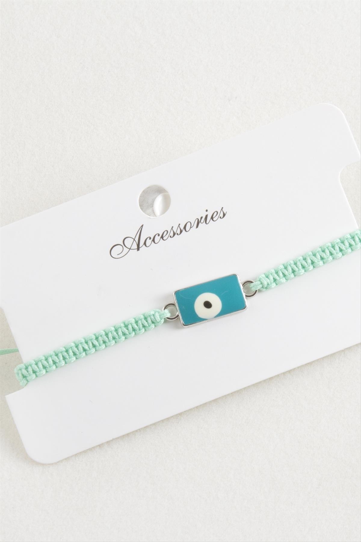 Dikdörtgen Nazar Makrome Örgülü Bileklik