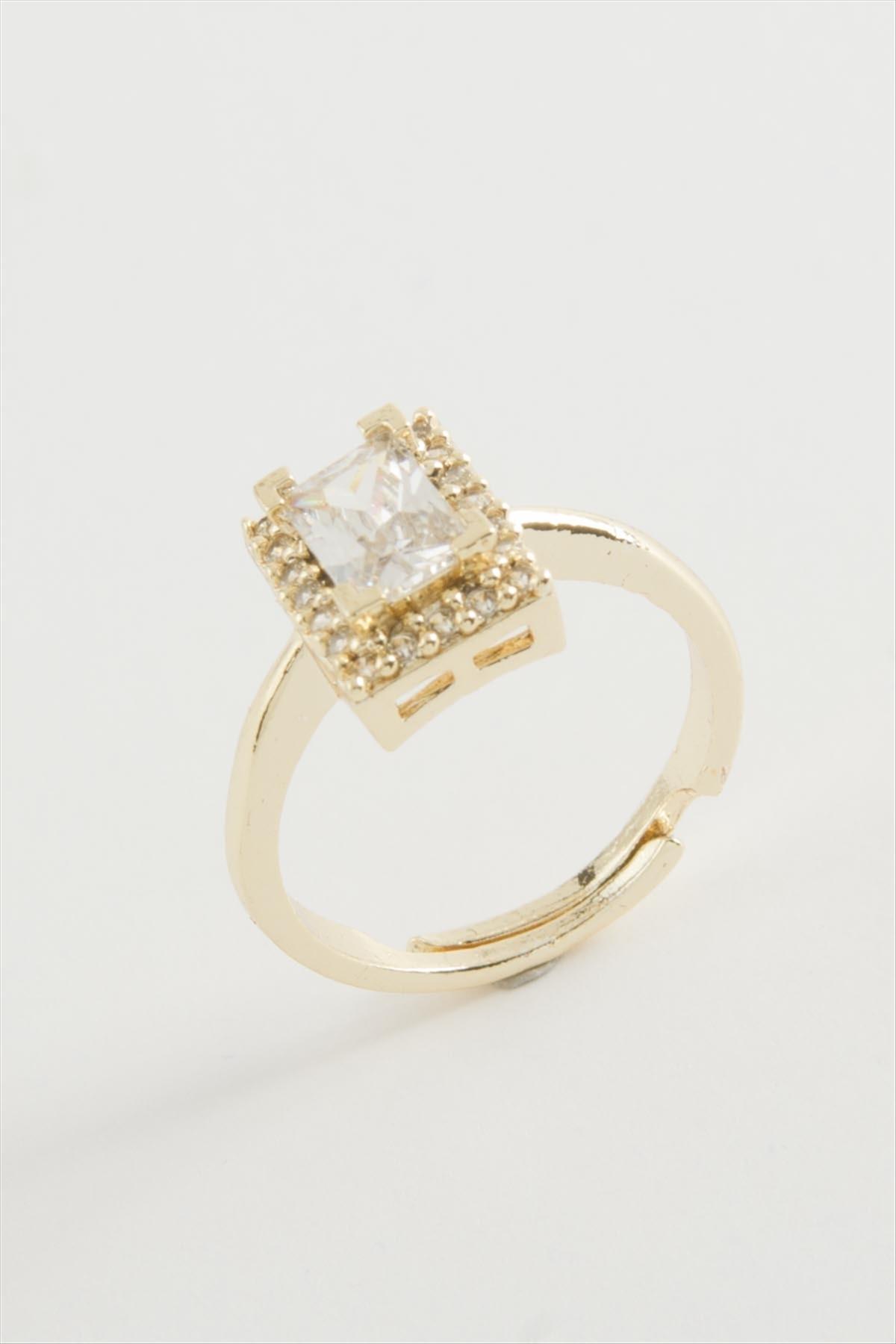 Dikdörtgen Tek Taşlı Yüzük