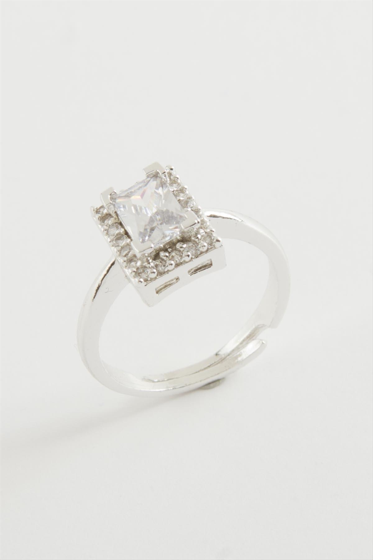 Dikdörtgen Tek Taşlı Yüzük