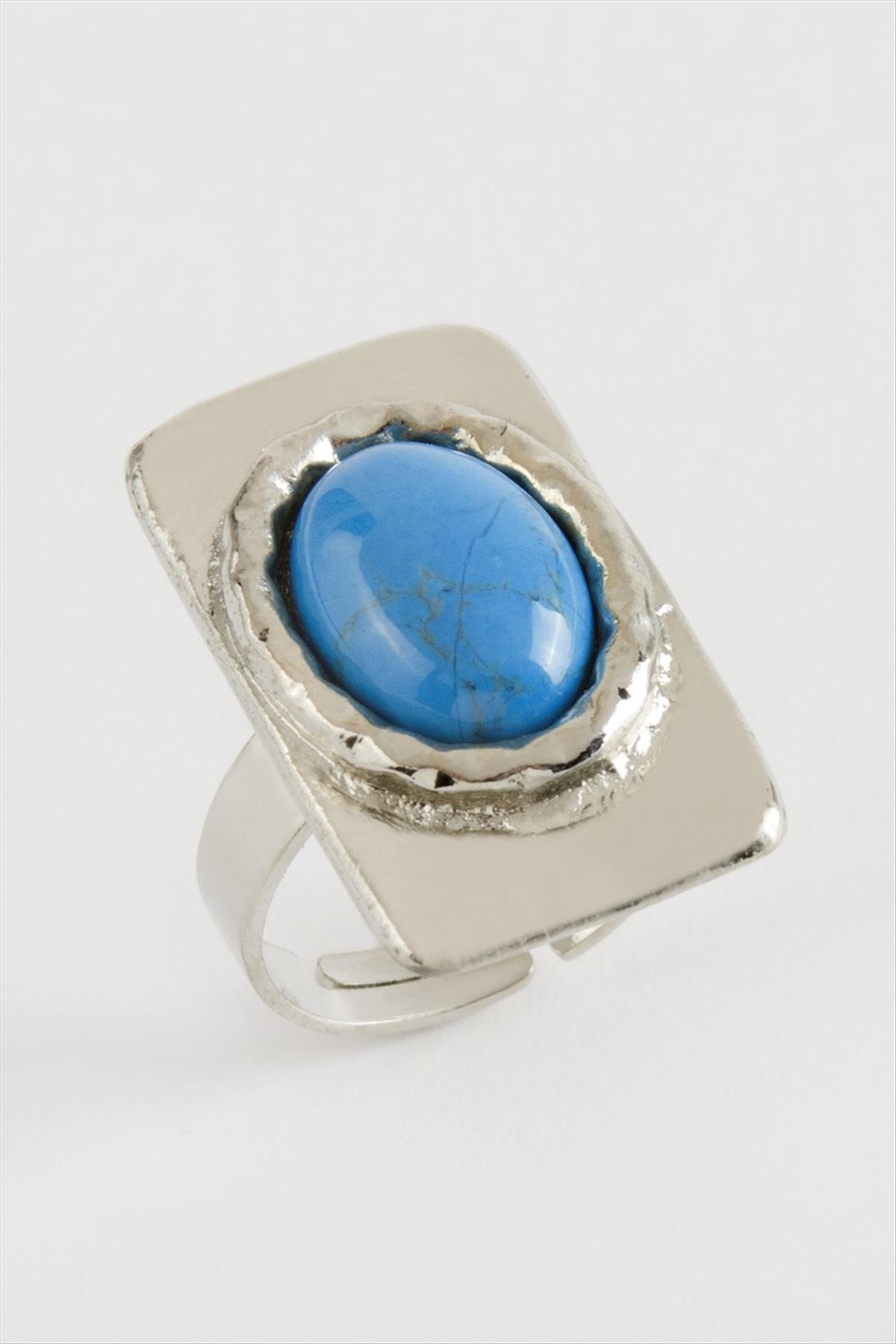 Dikdörtgen Turkuaz Taşlı Yüzük