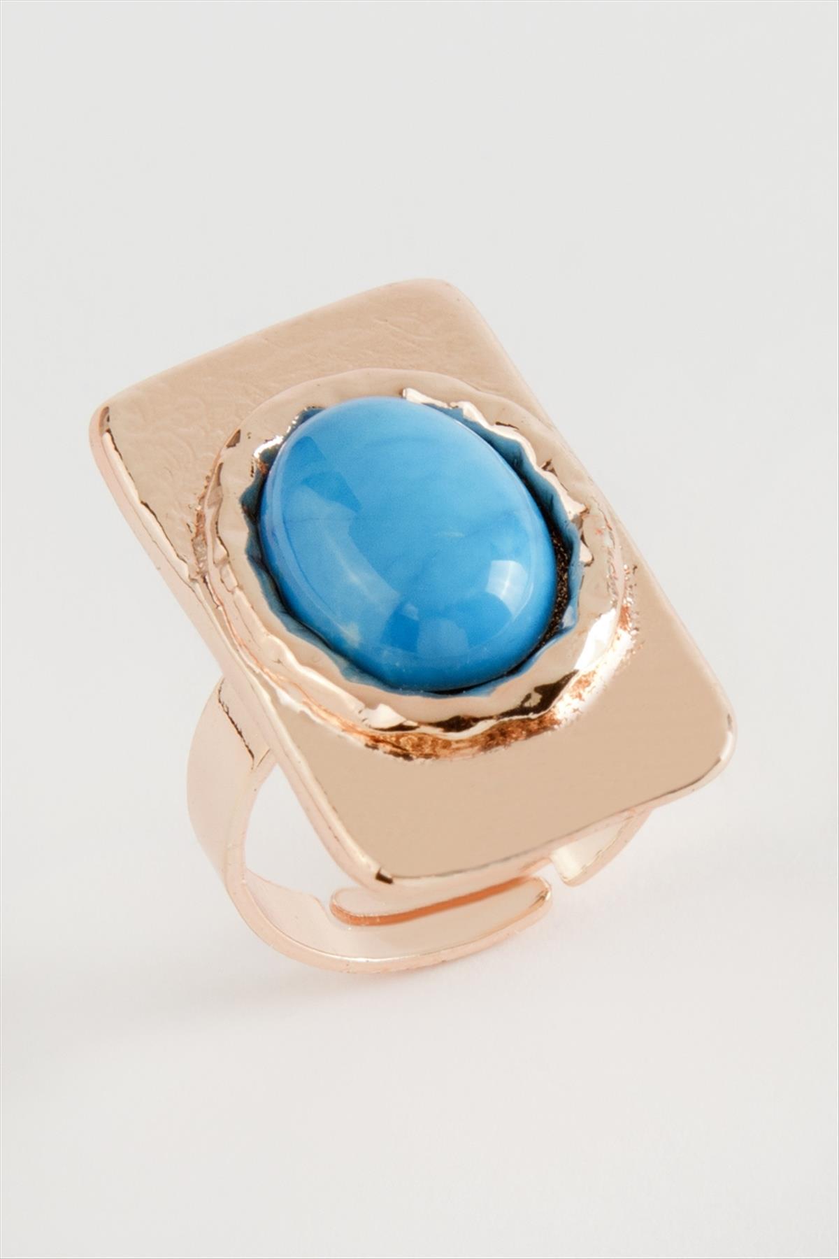 Dikdörtgen Turkuaz Taşlı Yüzük