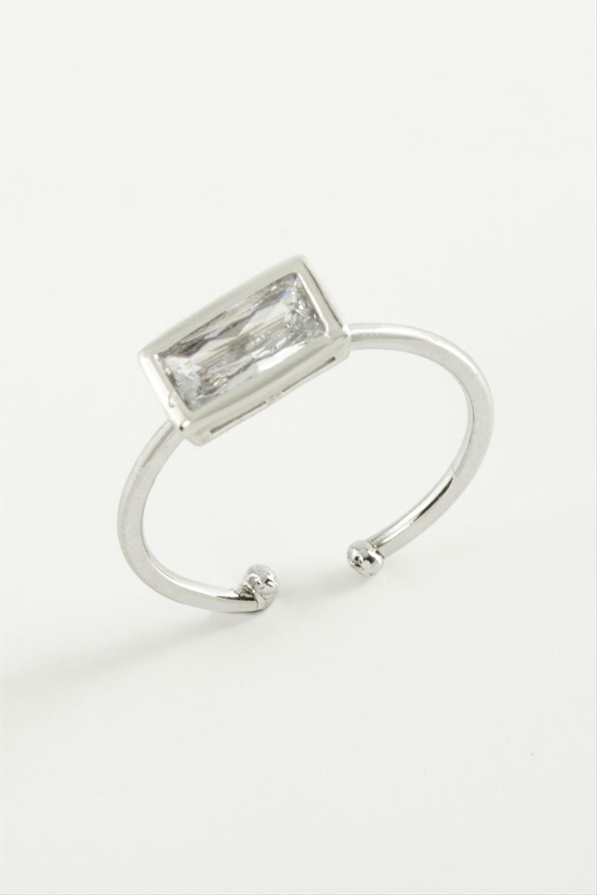 Dikdörtgen Zirkon Taşlı Yüzük