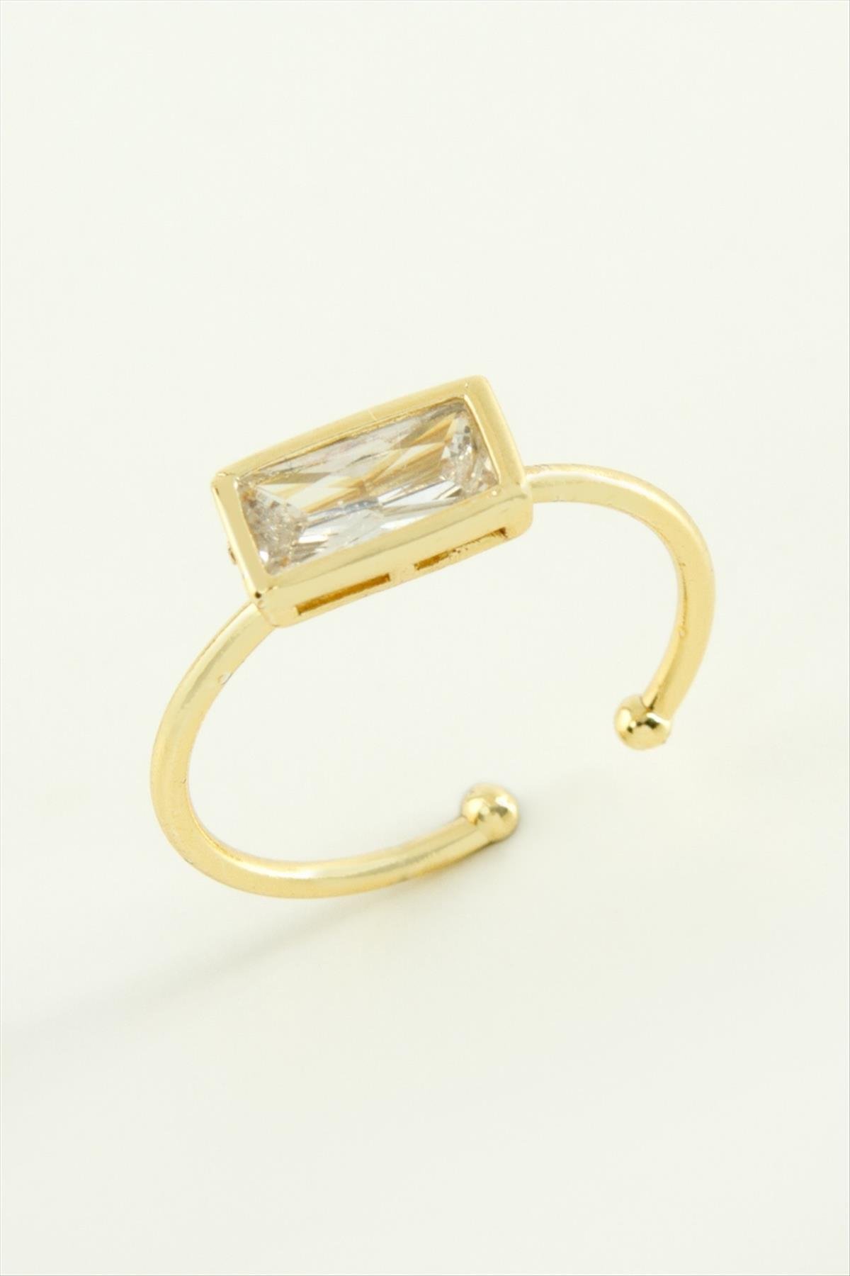 Dikdörtgen Zirkon Taşlı Yüzük