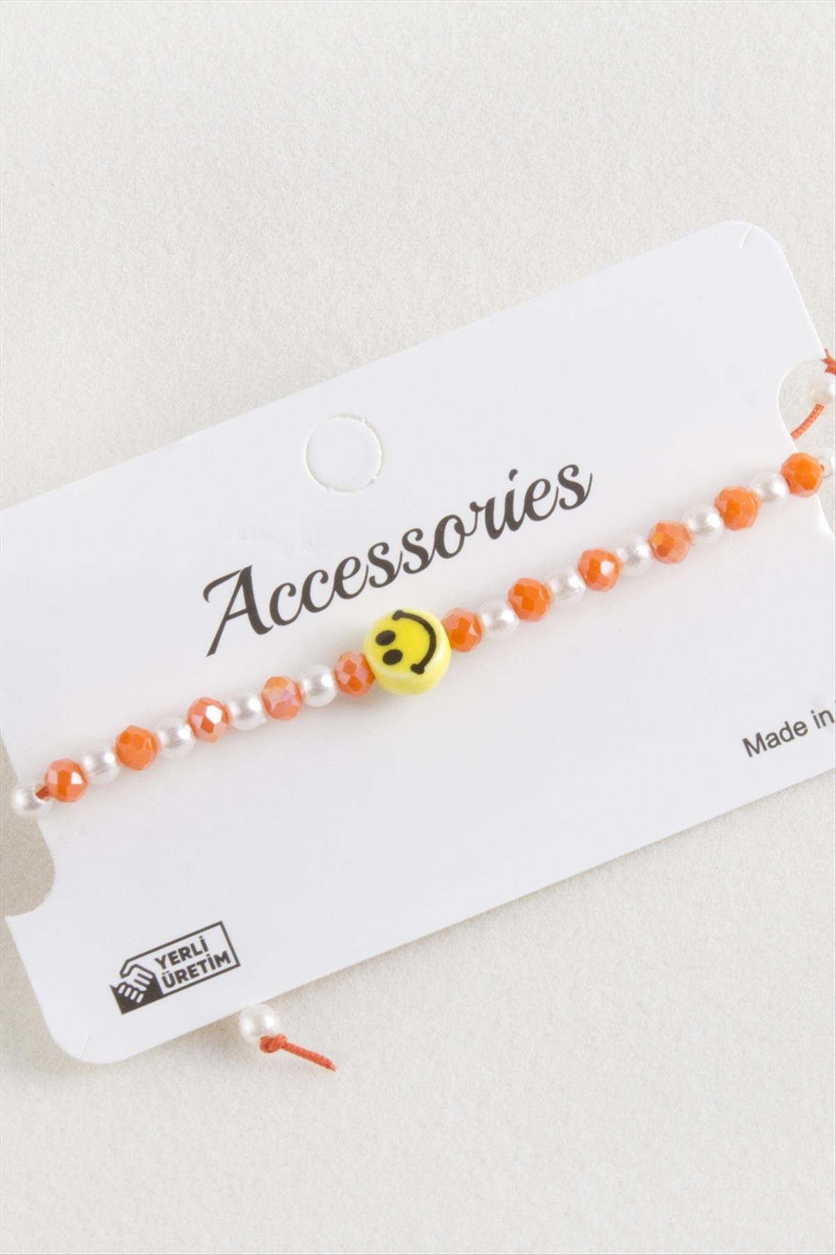 Emoji İnci Kristal Makrome İp Bileklik