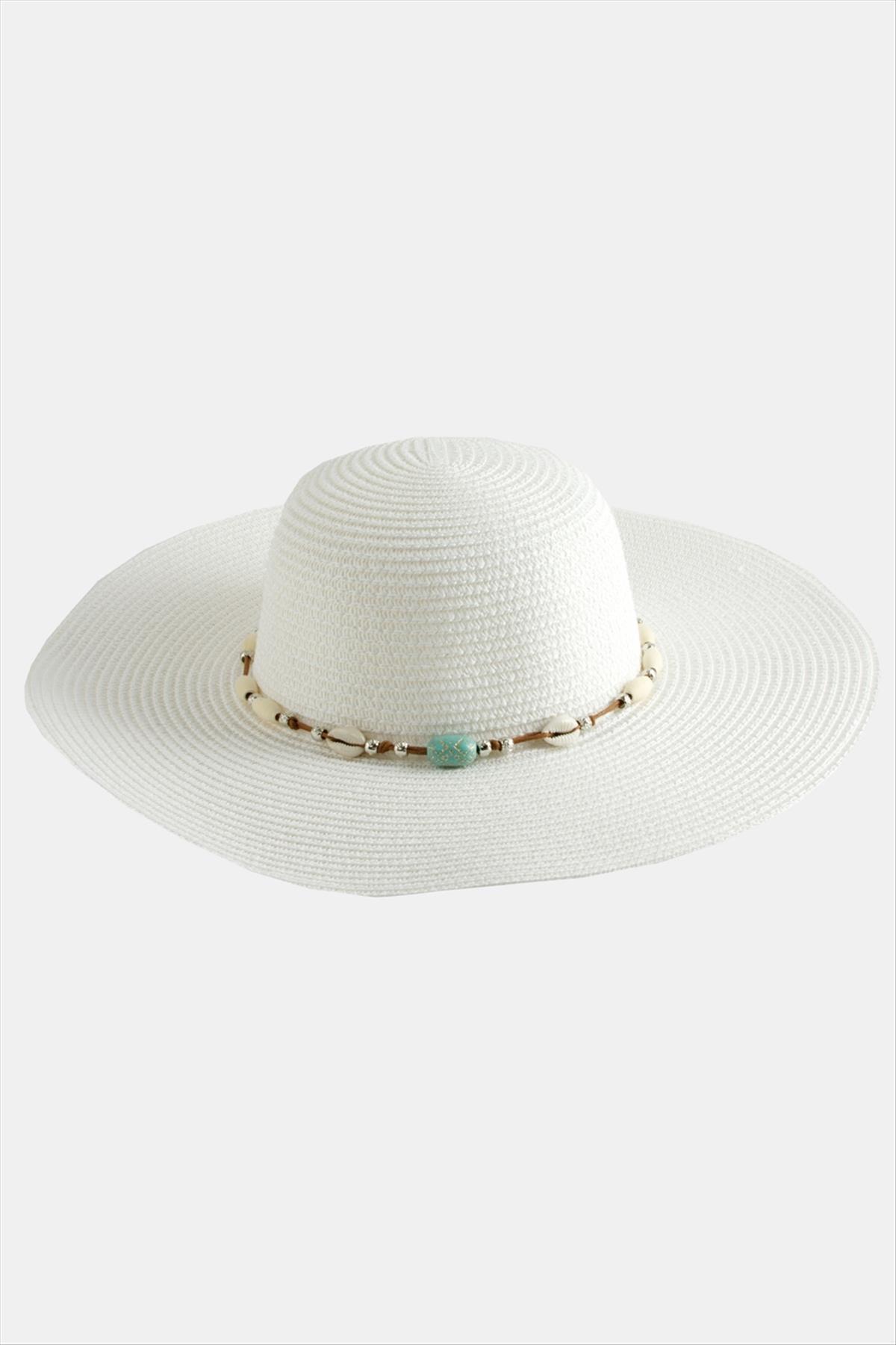 Etnik Boncuklu Hasır Şapka