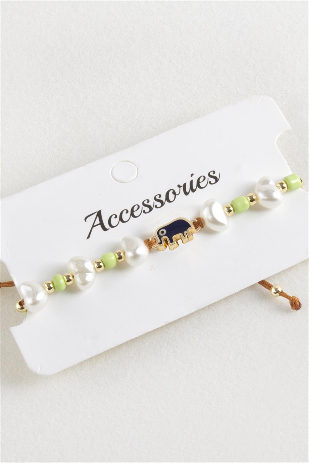 Fil Boncuk İnci Makrome İp Bileklik