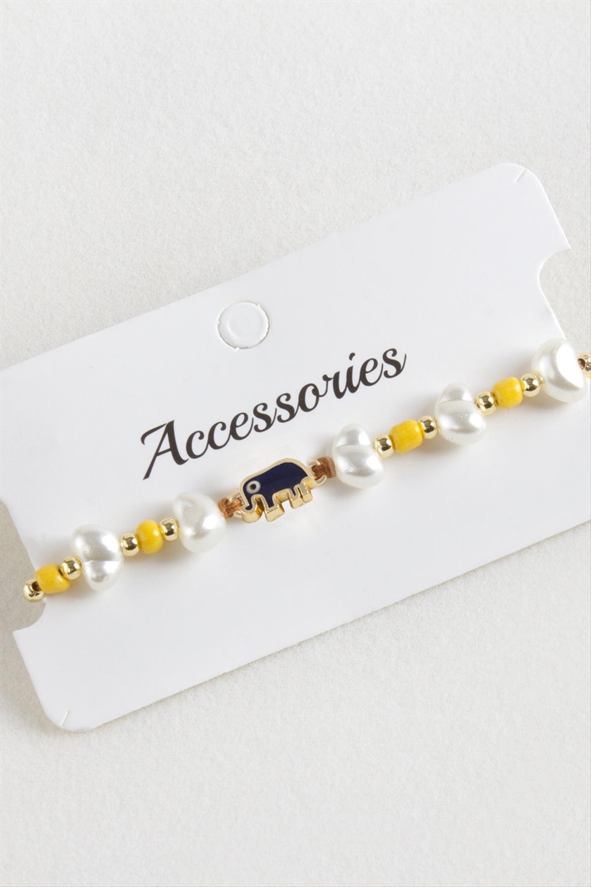 Fil Boncuk İnci Makrome İp Bileklik