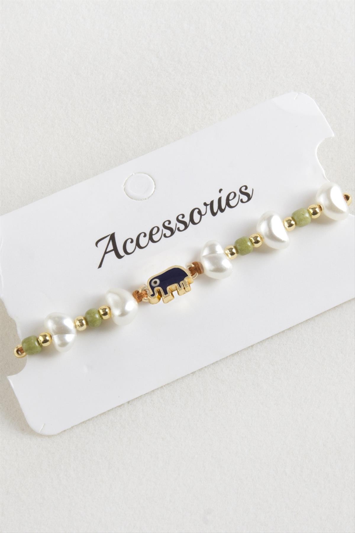 Fil Boncuk İnci Makrome İp Bileklik