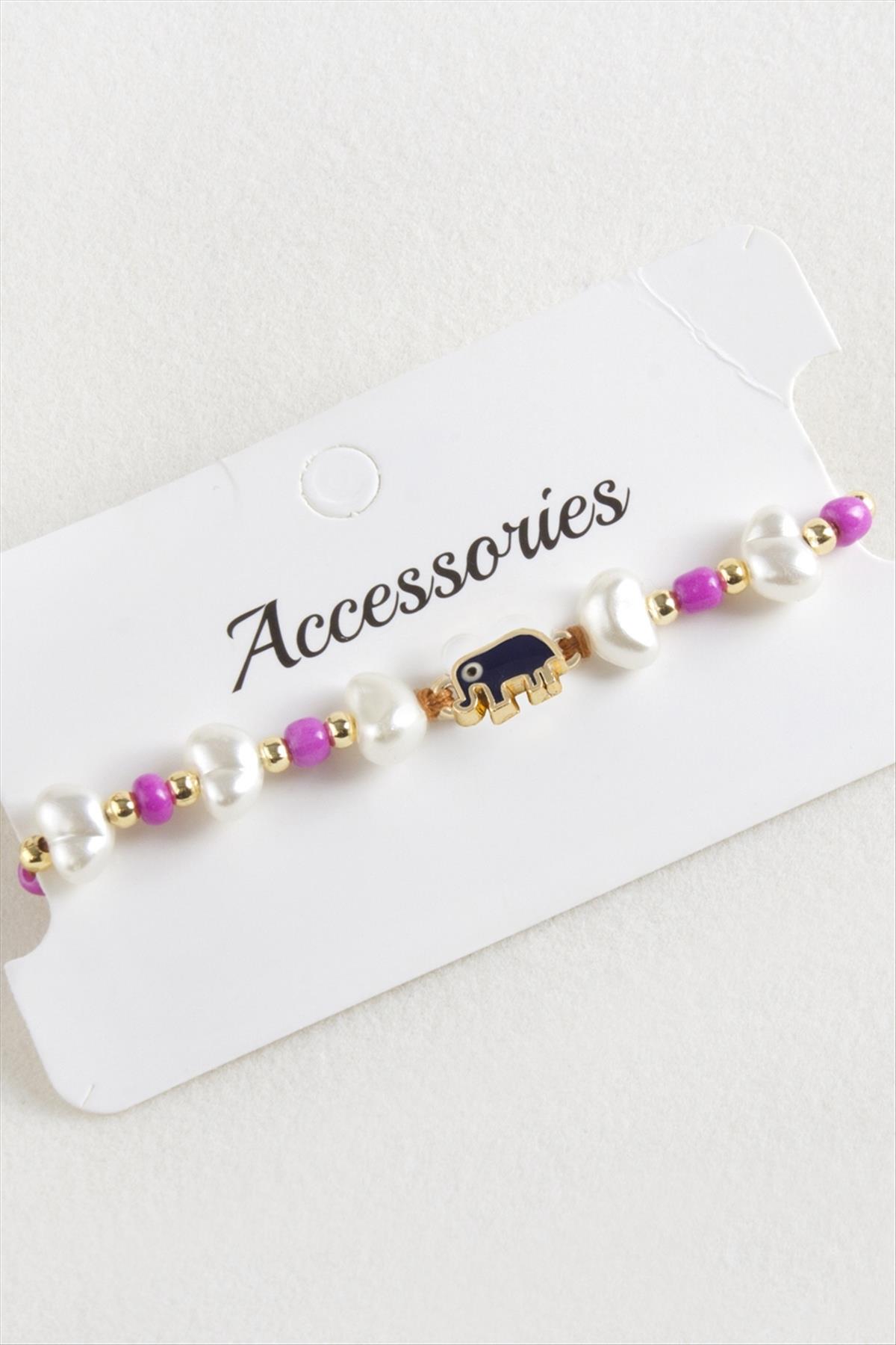 Fil Boncuk İnci Makrome İp Bileklik