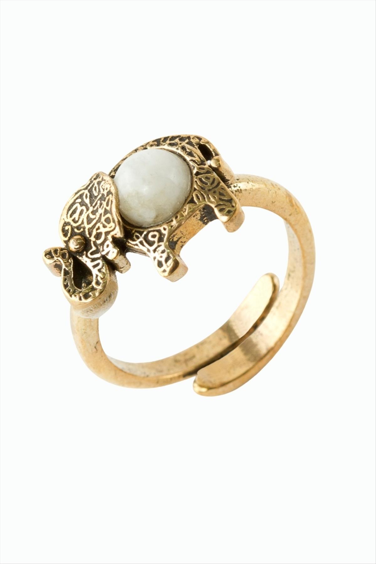 Fil Doğaltaşlı Otantik Yüzük