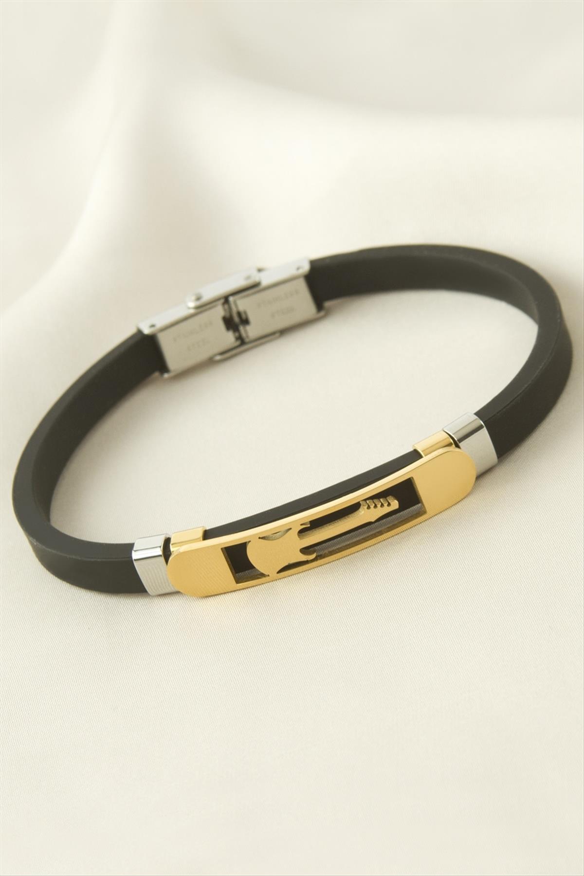 Gitar Deri Çelik Bileklik