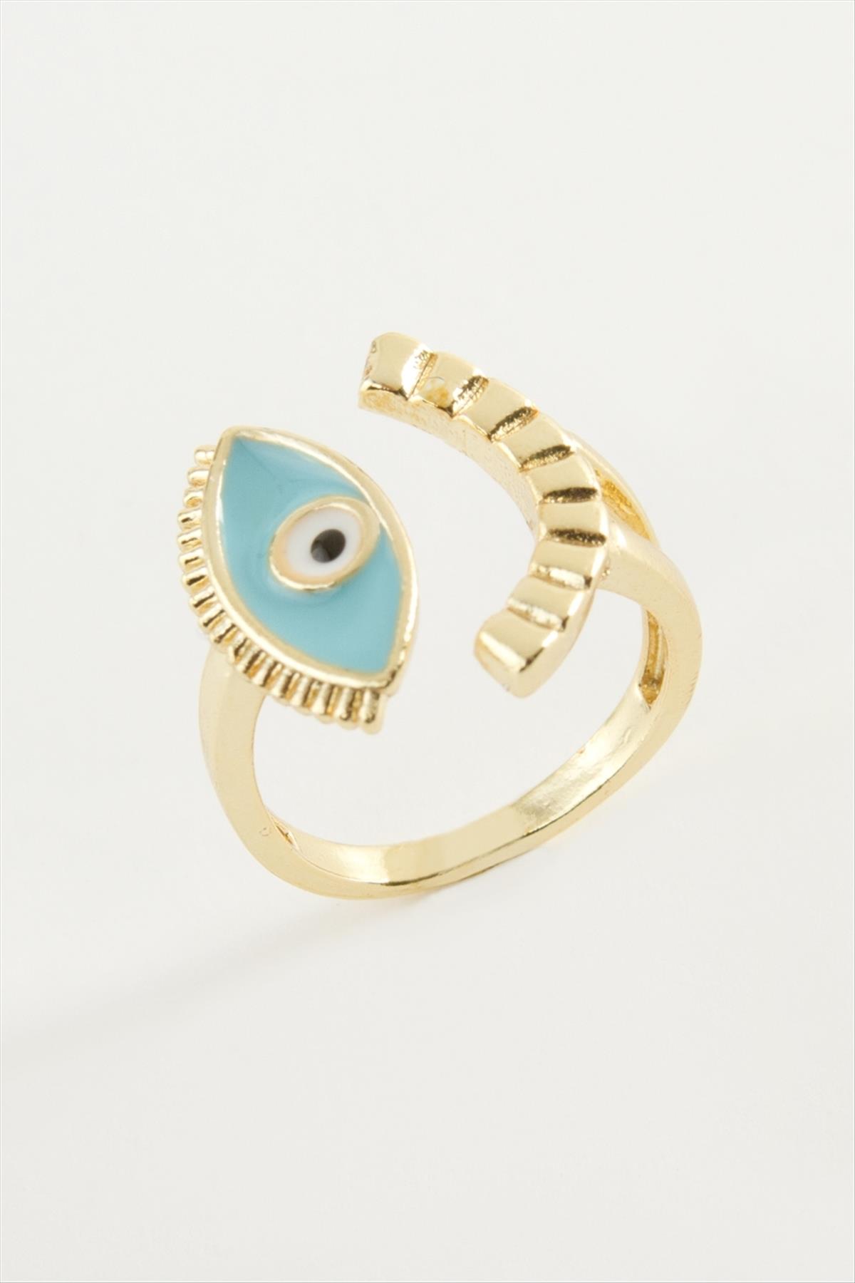 Göz Mineli Metal Yüzük