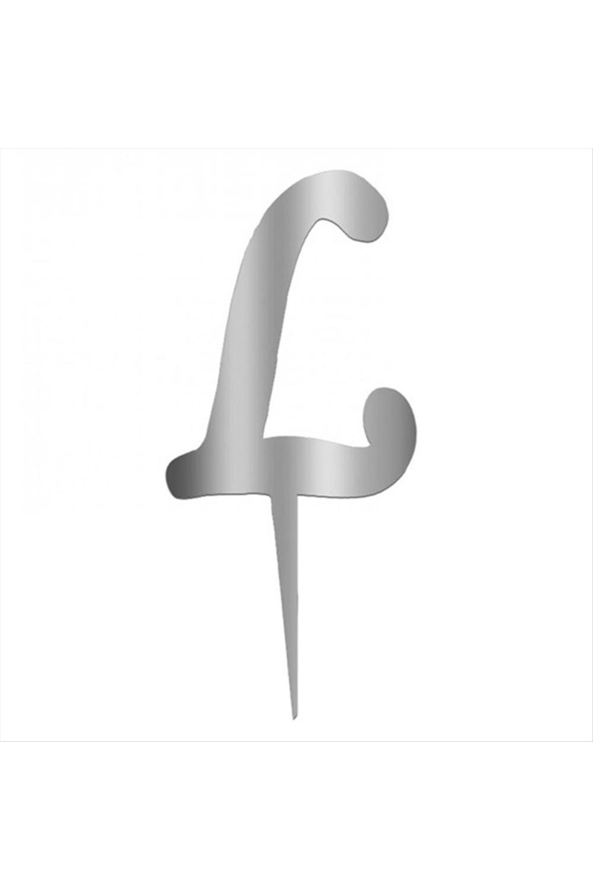 Gümüş Renkli Harf Pasta ve Kek Pleksi