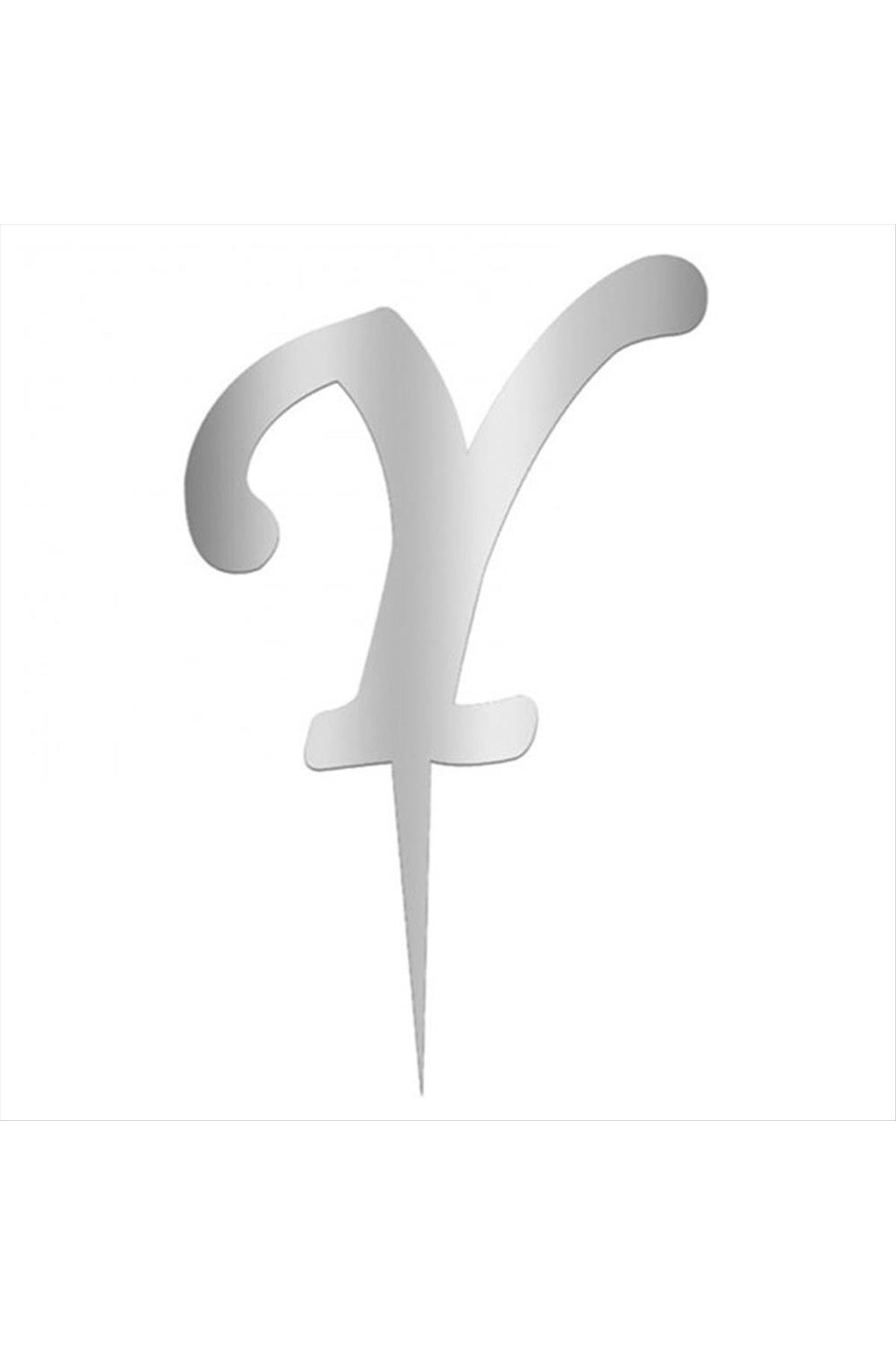 Gümüş Renkli Harf Pasta ve Kek Pleksi