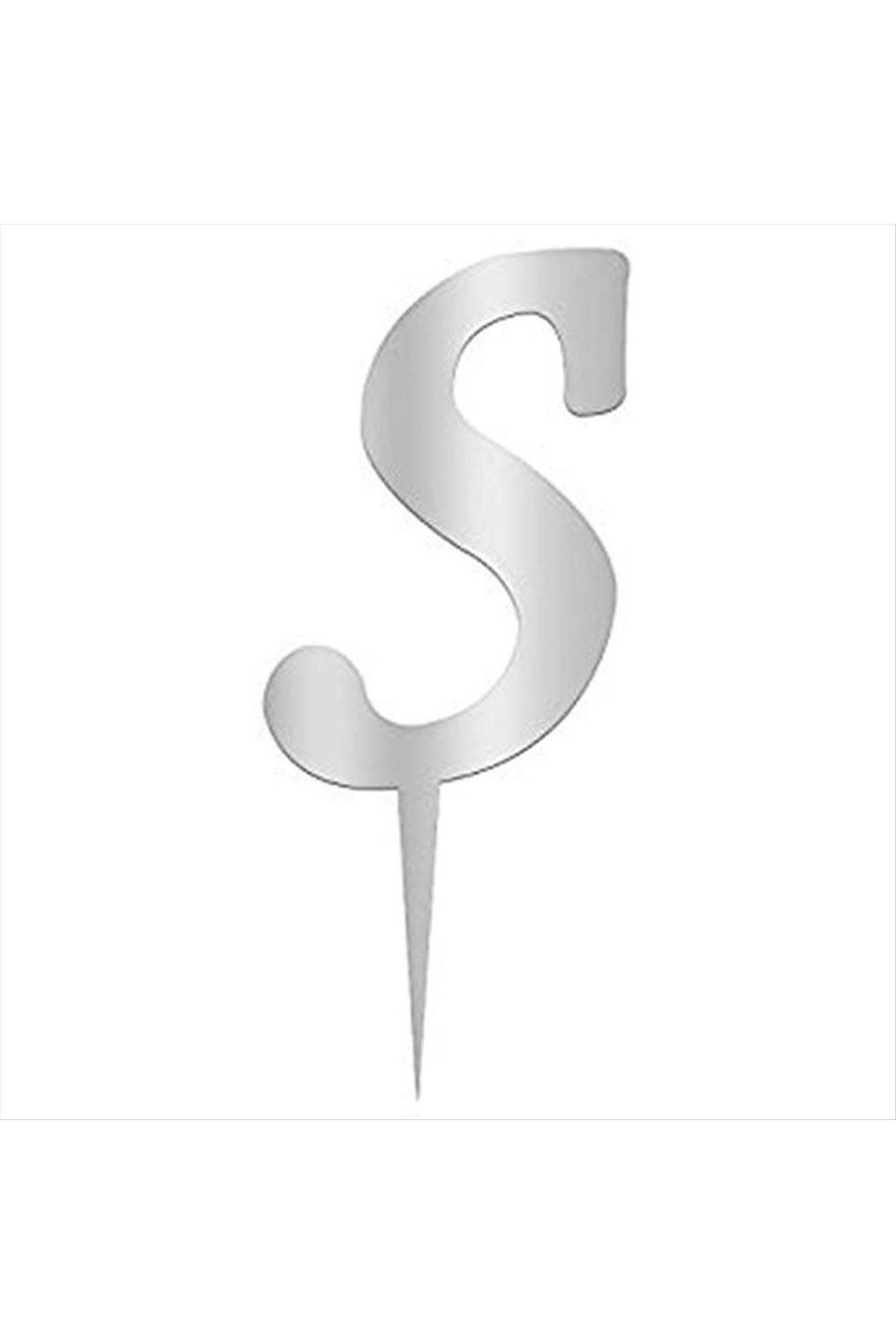 Gümüş Renkli Harf Pasta ve Kek Pleksi