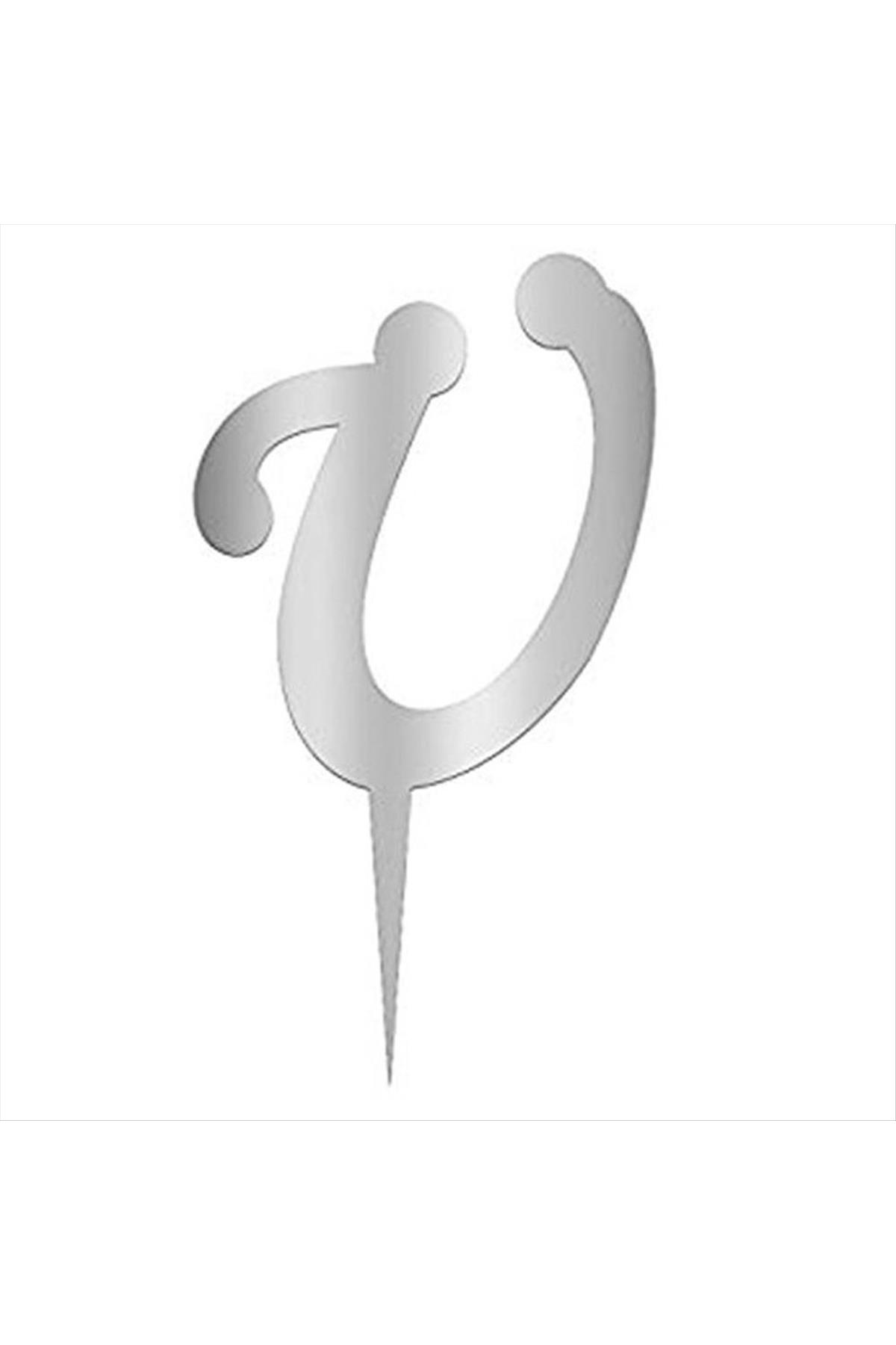 Gümüş Renkli Harf Pasta ve Kek Pleksi