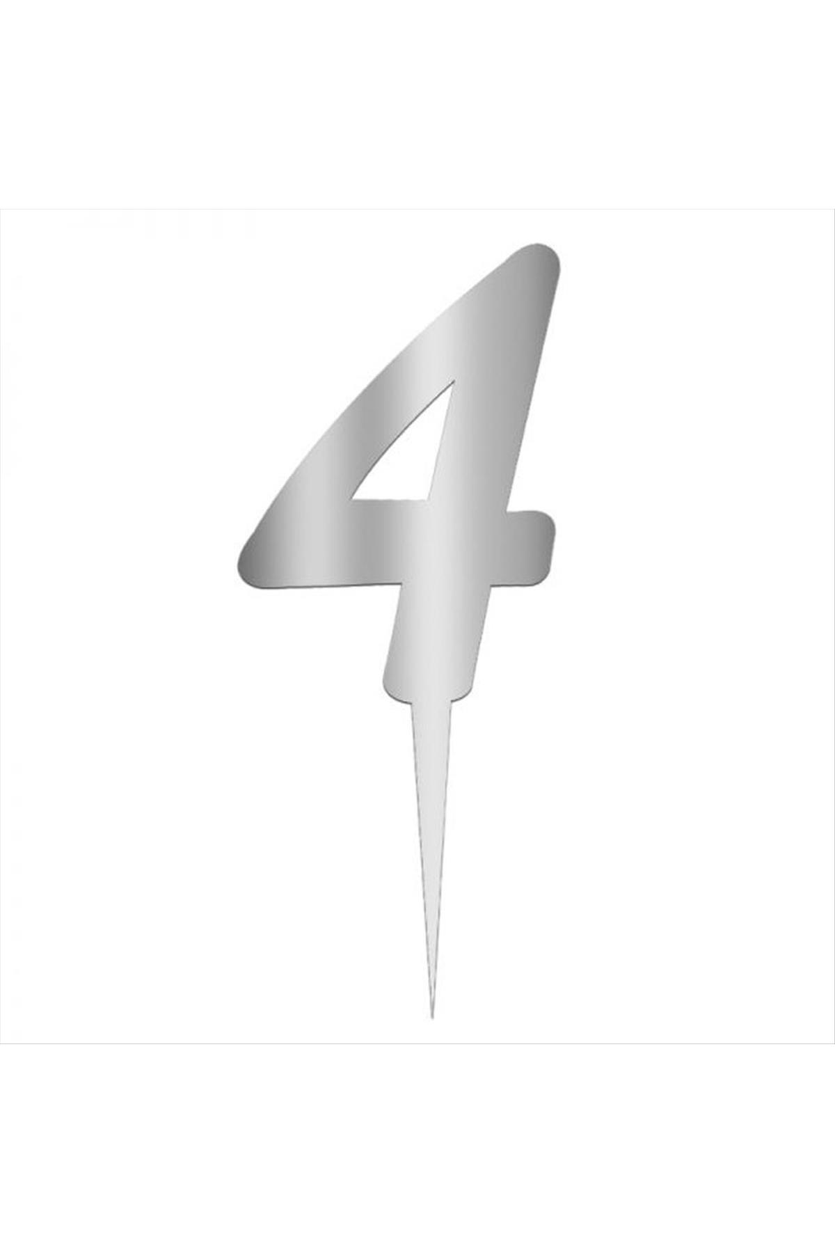 Gümüş Renkli Rakam Pasta ve Kek Pleksi