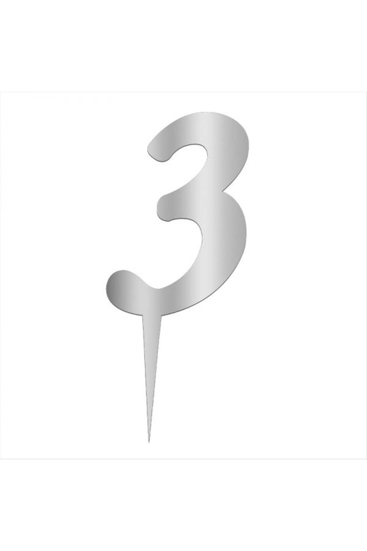 Gümüş Renkli Rakam Pasta ve Kek Pleksi