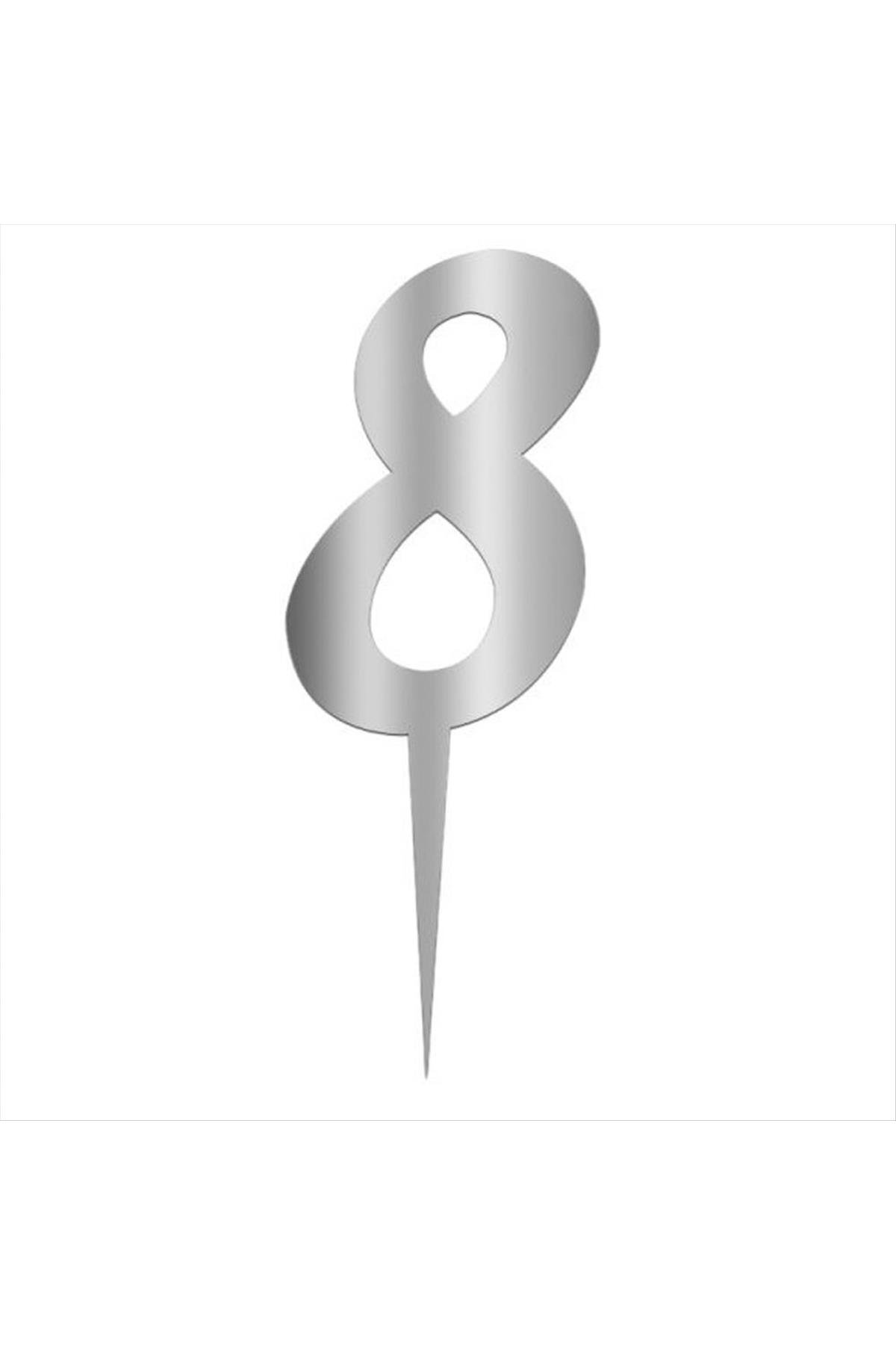 Gümüş Renkli Rakam Pasta ve Kek Pleksi