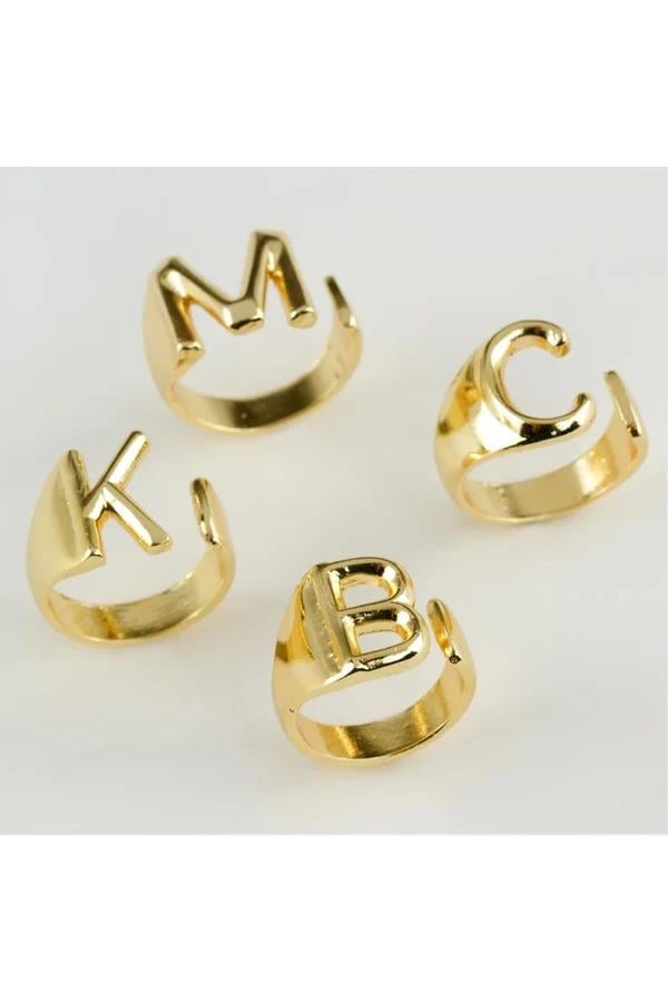 Harfli Lüx Metal Yüzük