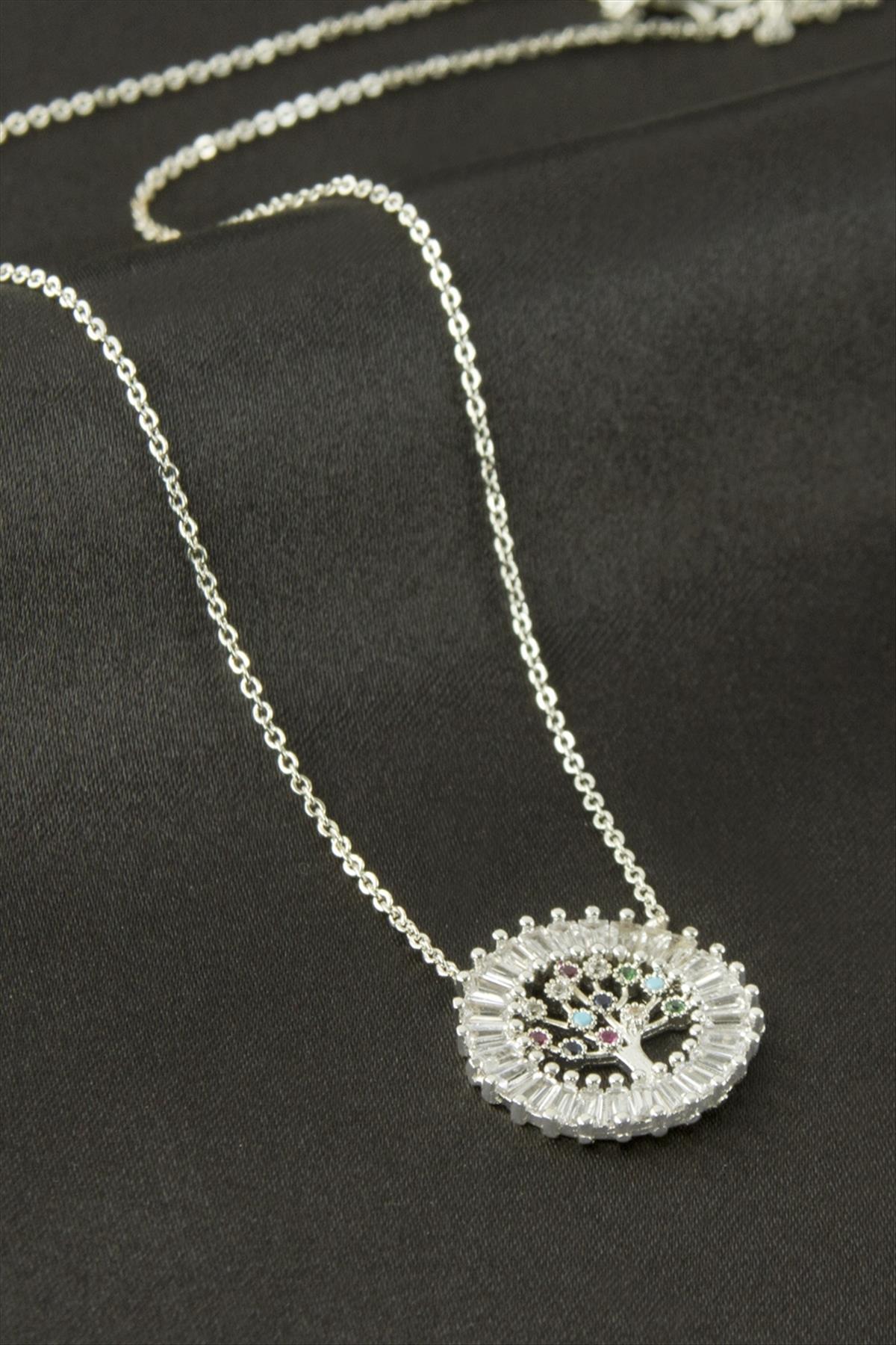 Hayat Ağacı Zirkon Taşlı Kolye