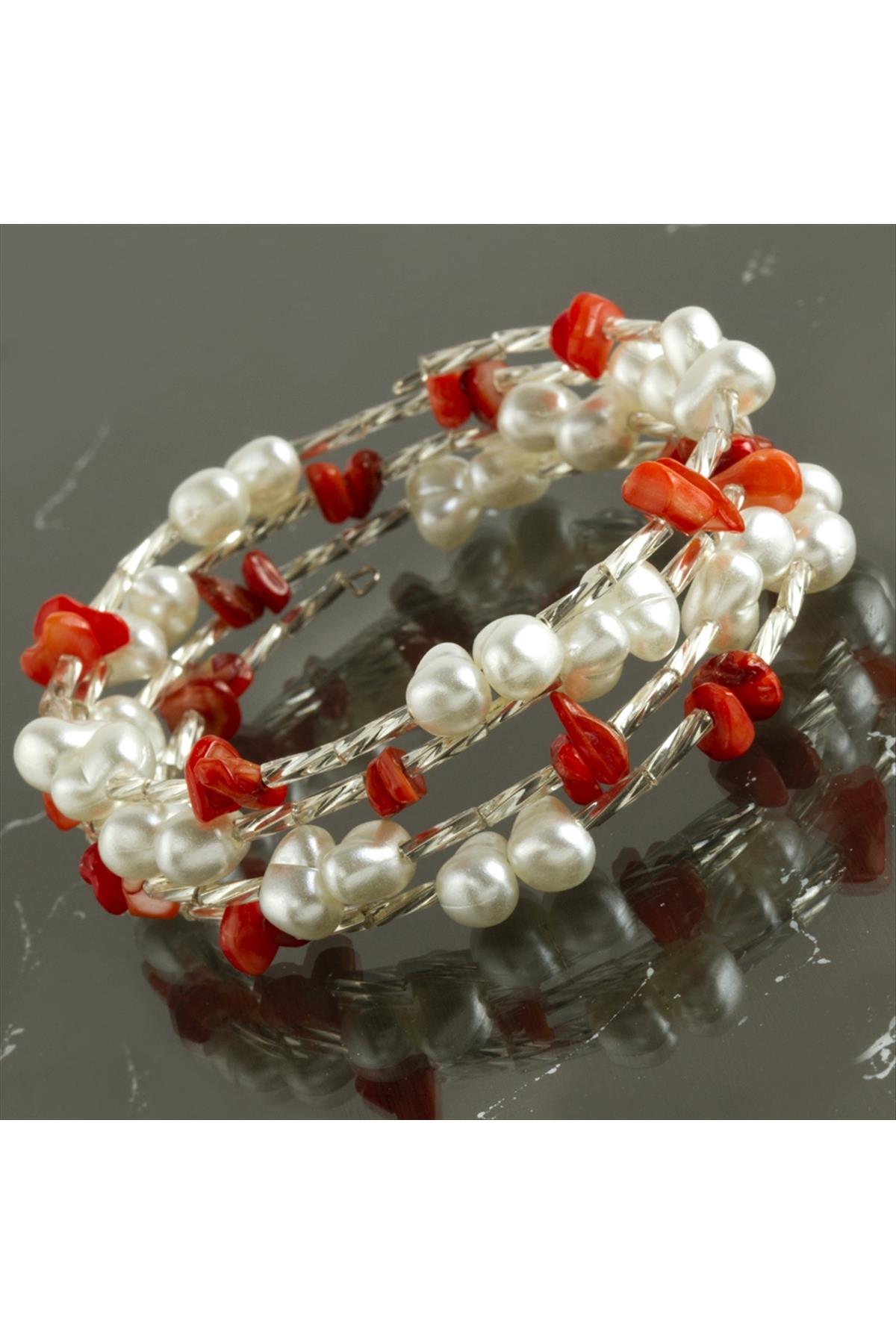 Helezon Kırık Doğaltaş İnci Trend Bileklik