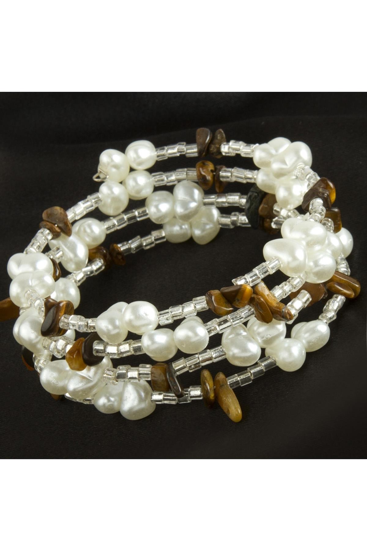 Helezon Kırık Doğaltaş İnci Trend Bileklik