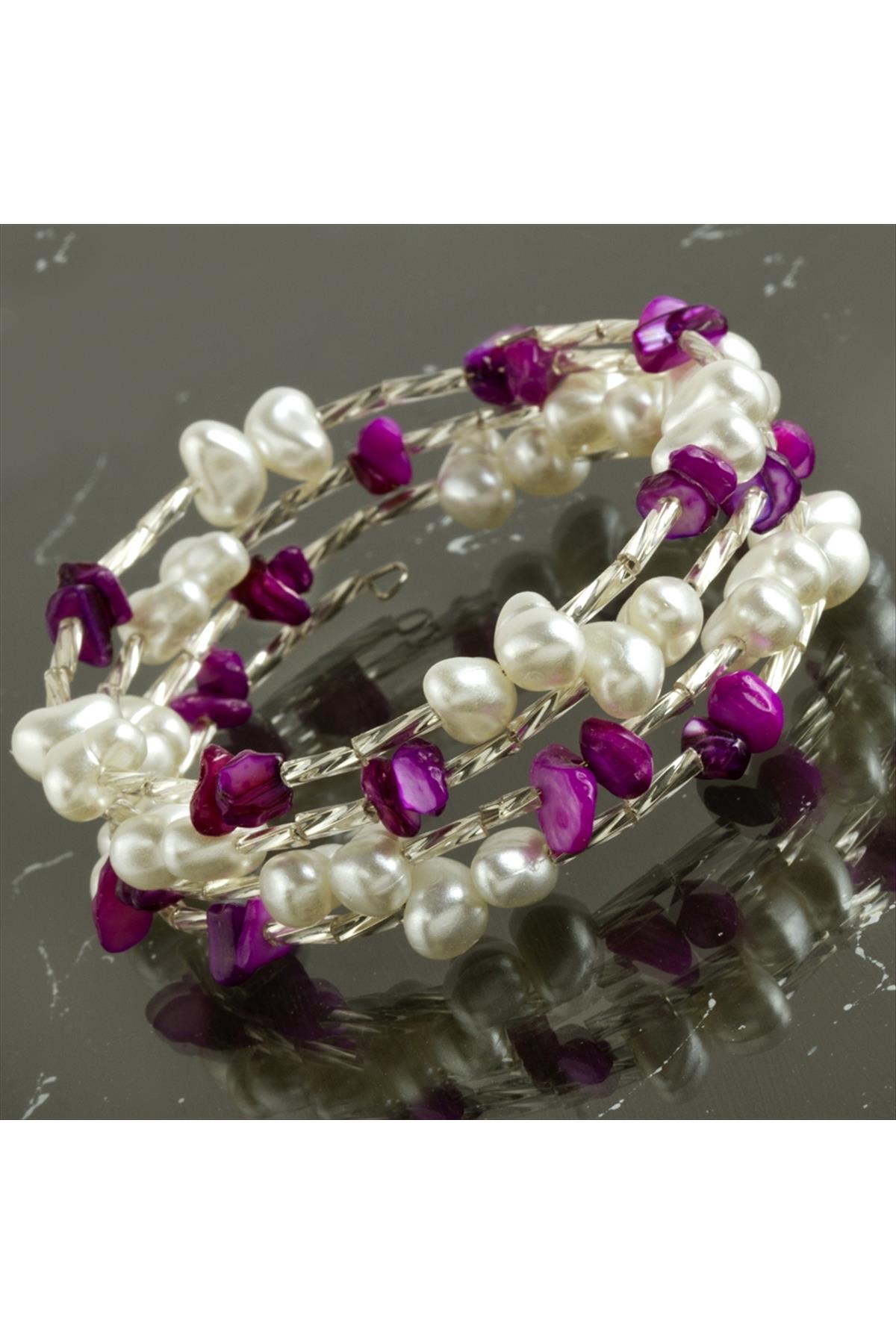 Helezon Kırık Doğaltaş İnci Trend Bileklik